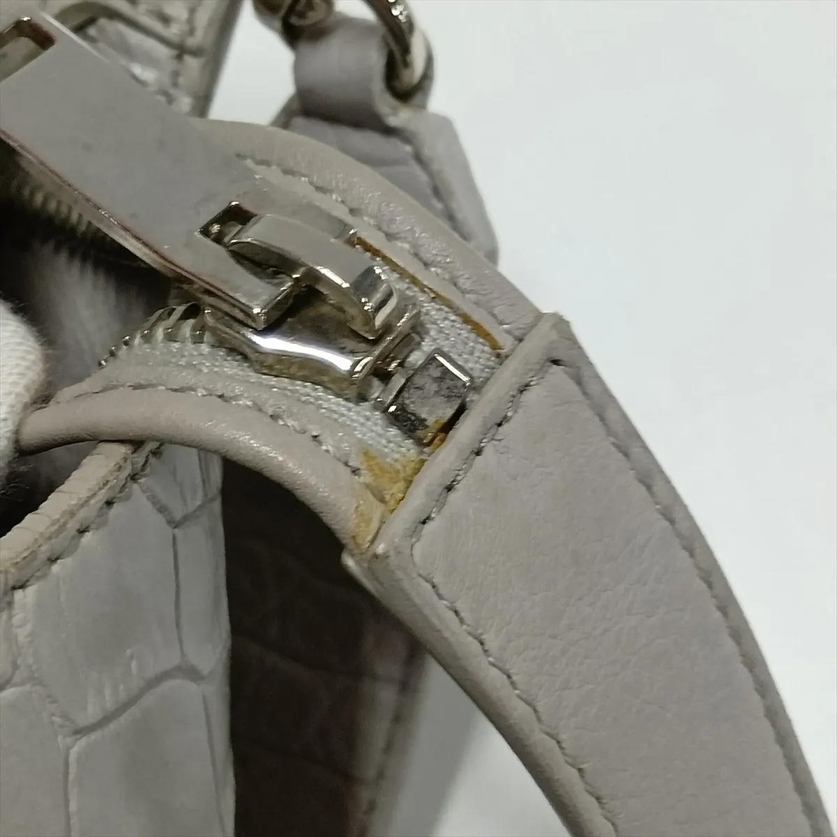 Downtown Cabas 436834 Leather x Crocodile Embossed 2-Way Handbag, Gray — view 14