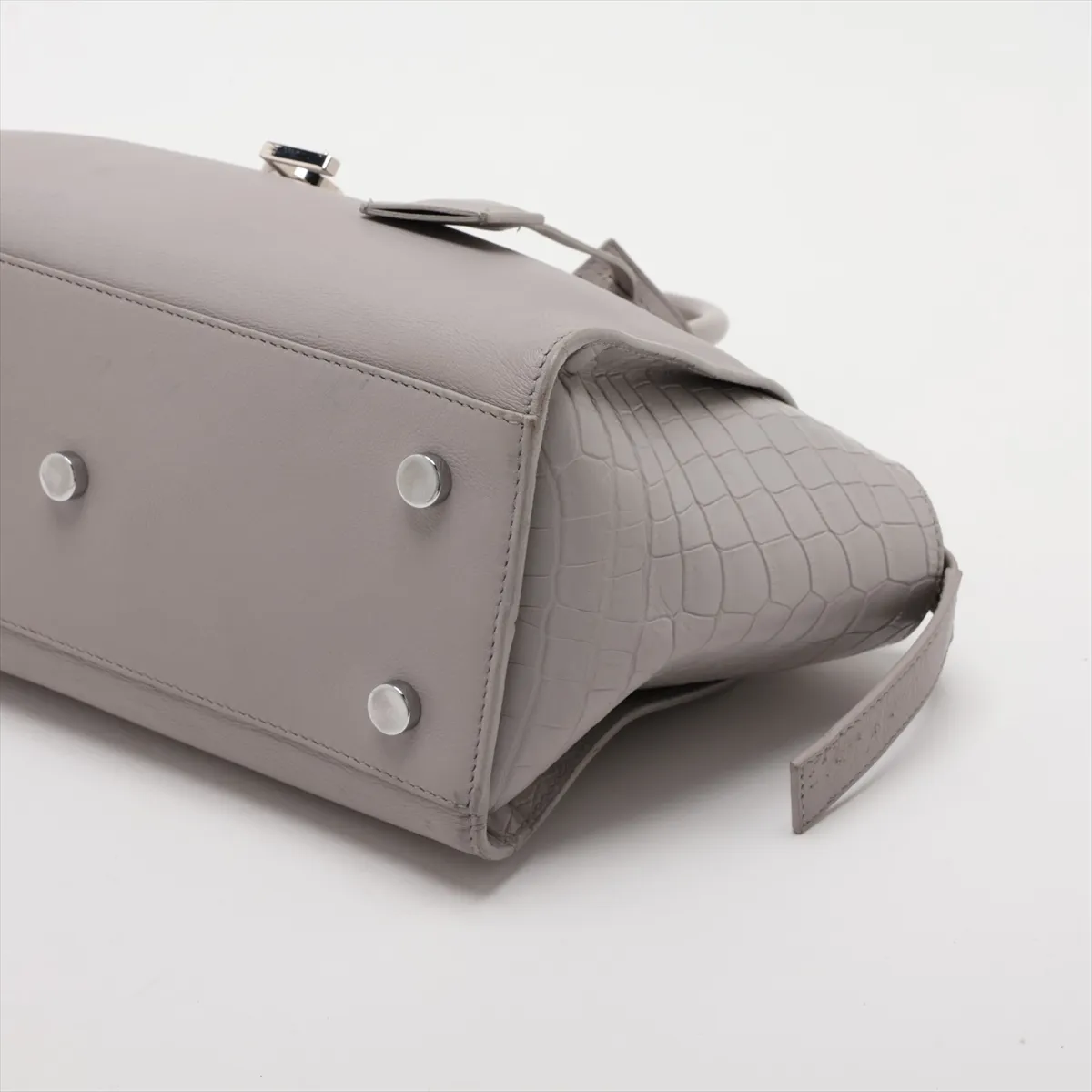Downtown Cabas 436834 Leather x Crocodile Embossed 2-Way Handbag, Gray — view 3