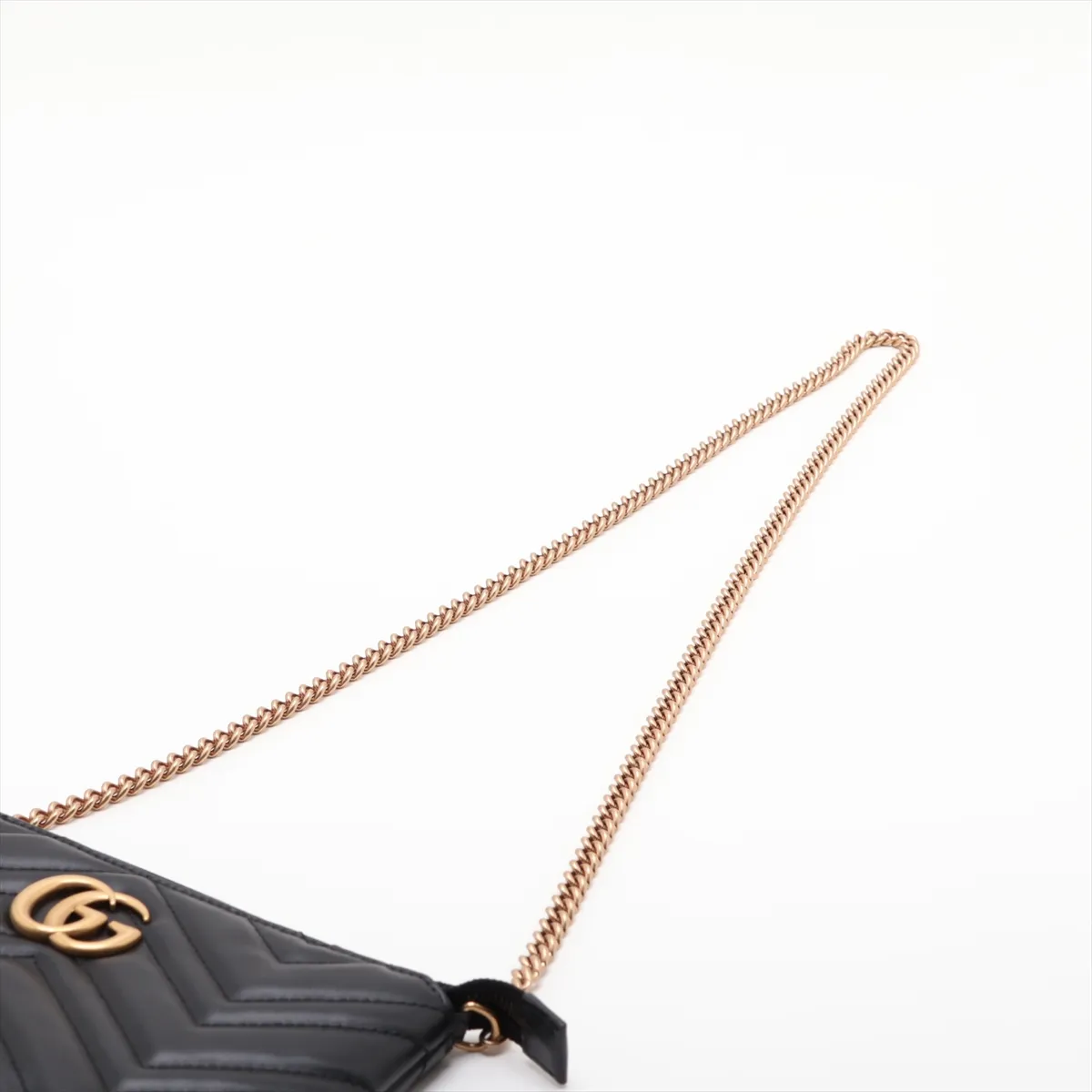 GG Marmont 443447 Leather Chain Shoulder Bag, Black — view 5