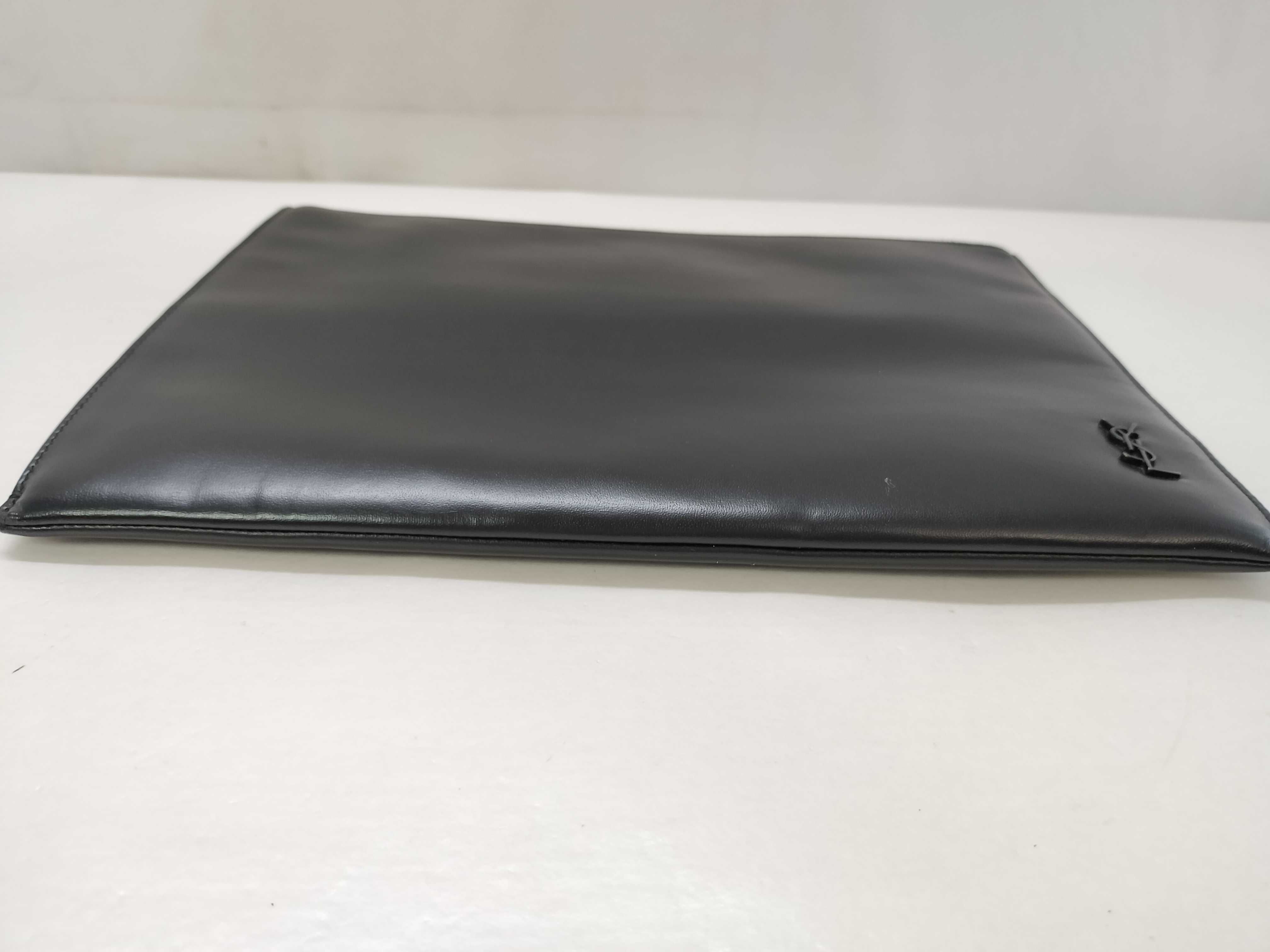 Leather YSL Logo Clutch Bag — view 11