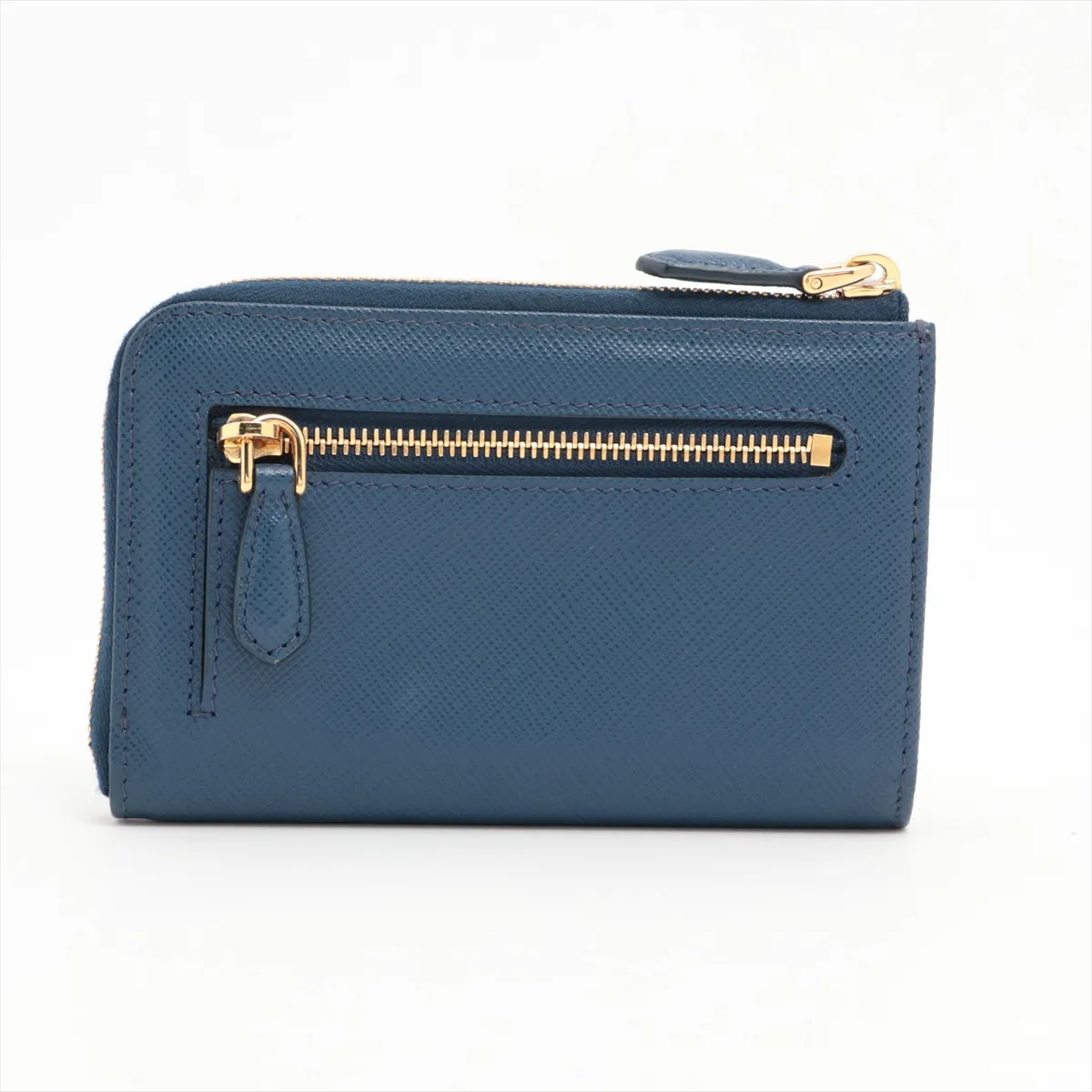 Saffiano Metal 1PP122 Leather Coin Case Blue — view 2