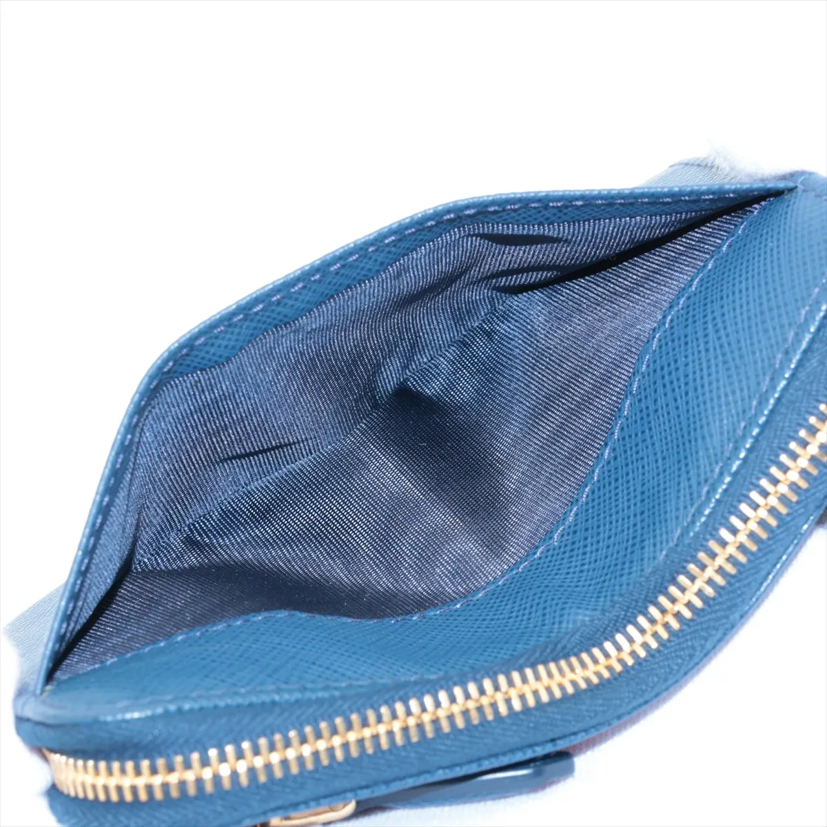 Saffiano Metal 1PP122 Leather Coin Case Blue — view 3