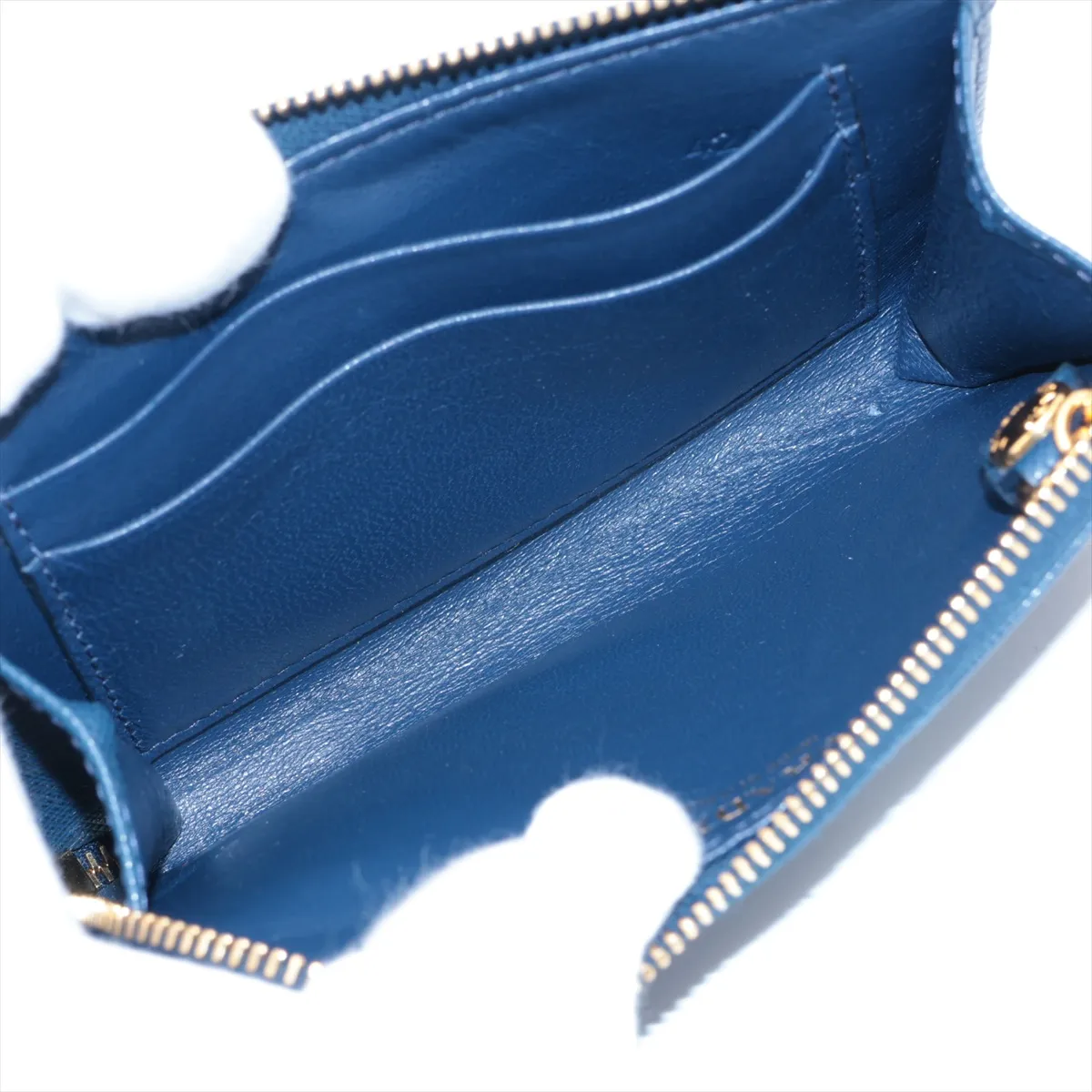 Saffiano Metal 1PP122 Leather Coin Case Blue — view 4