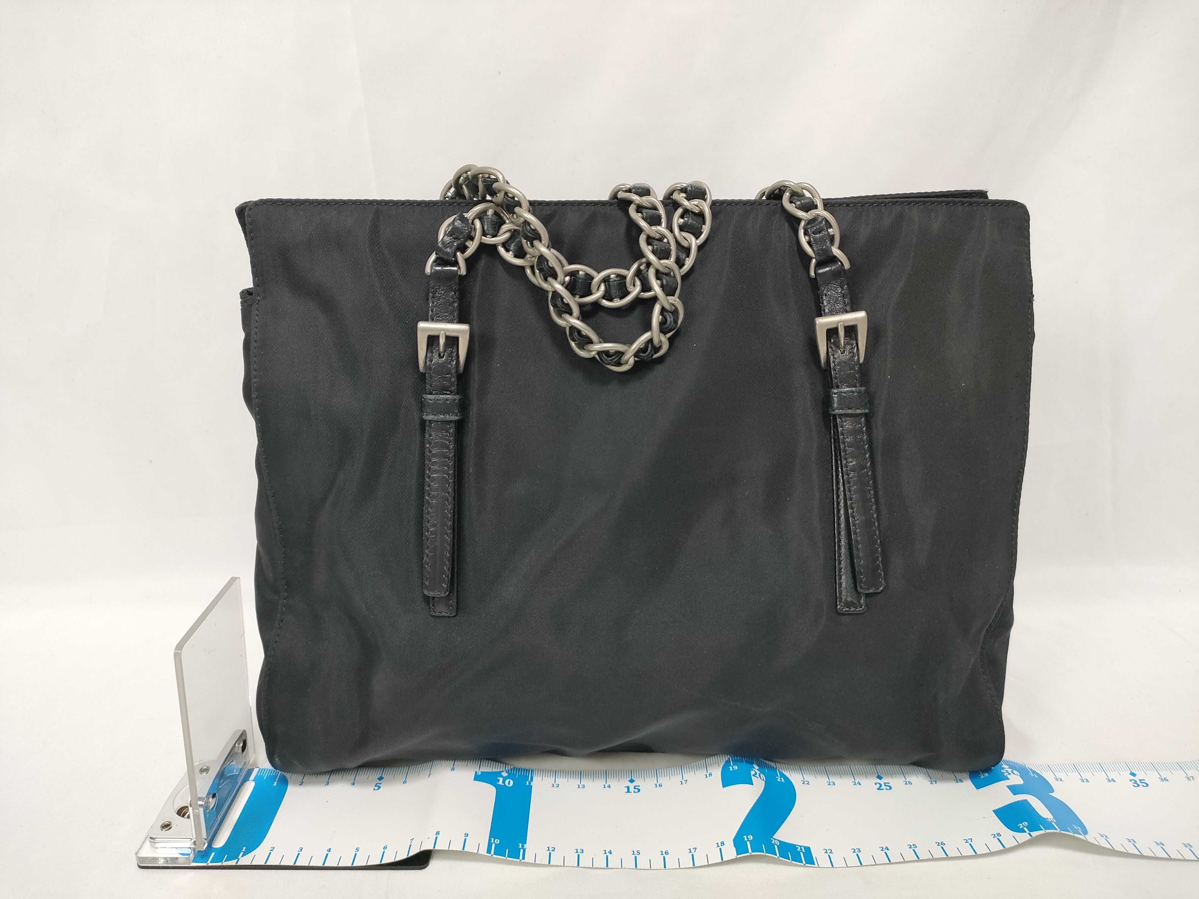 Chain Tote Bag Nylon Triangle Logo Tote Bag — view 2