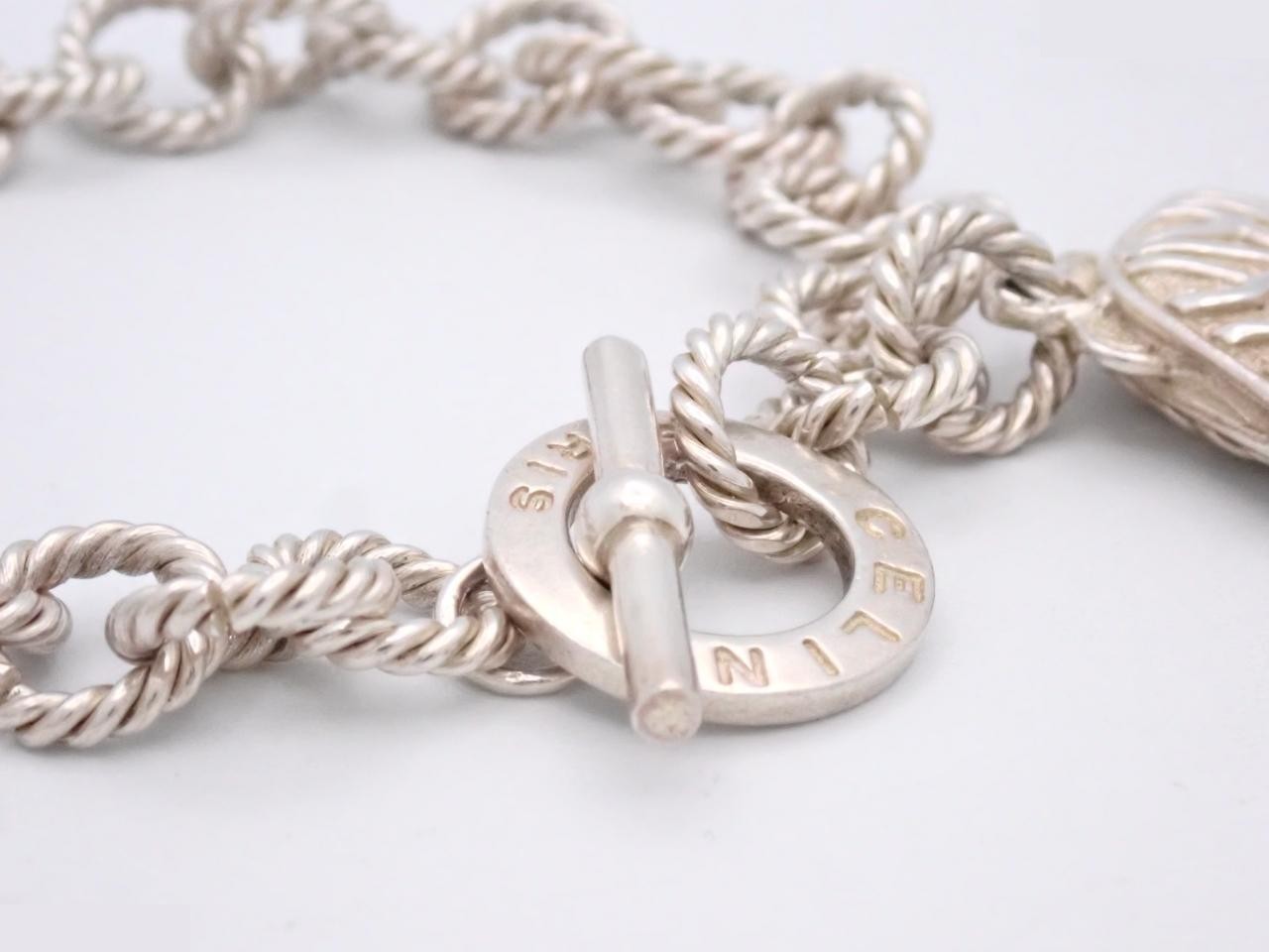 seashell motif twist chain silver bracelet — view 3