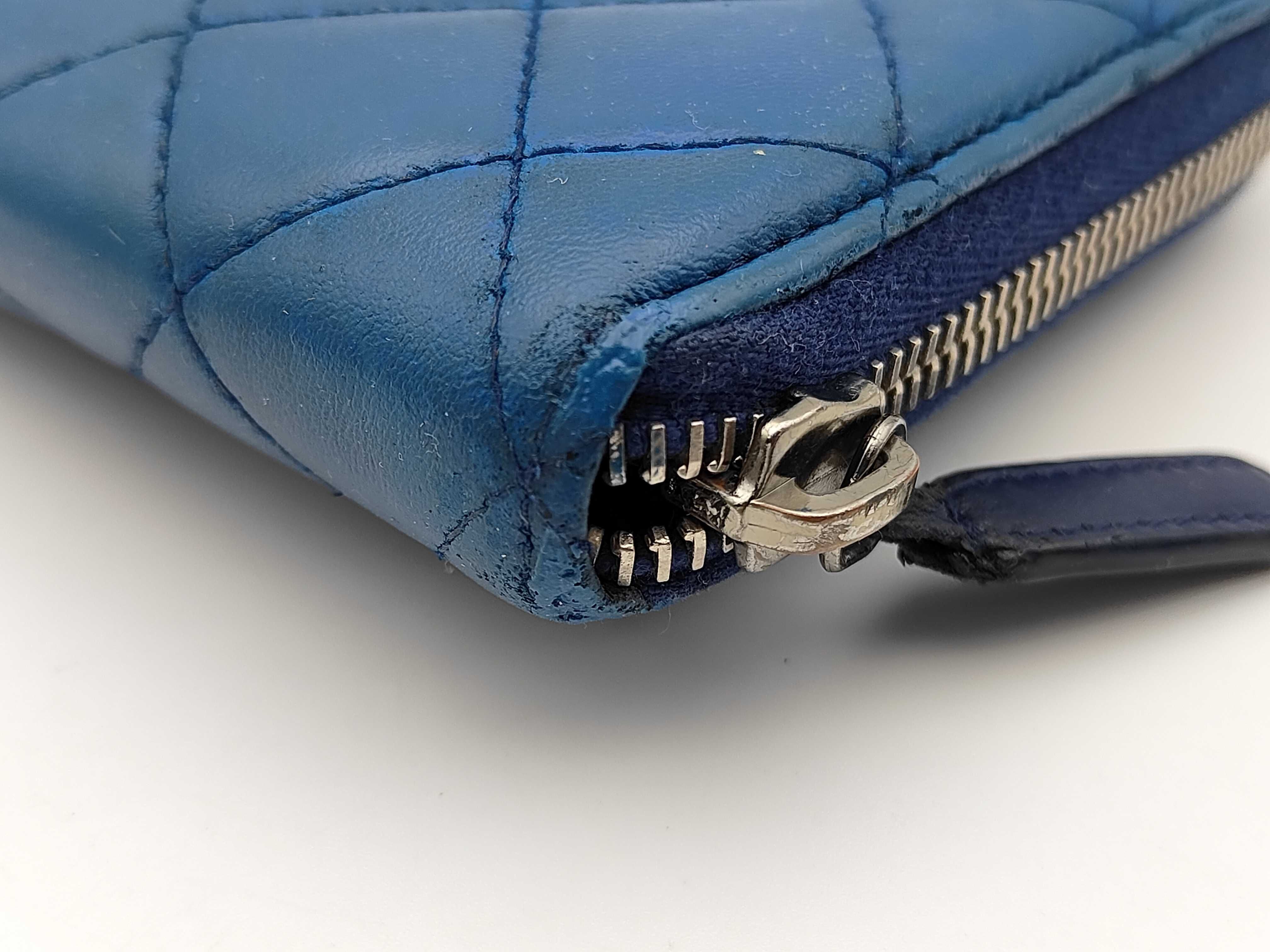 Lambskin Matelassé Long Wallet, Blue Coco, Series 22 — view 3