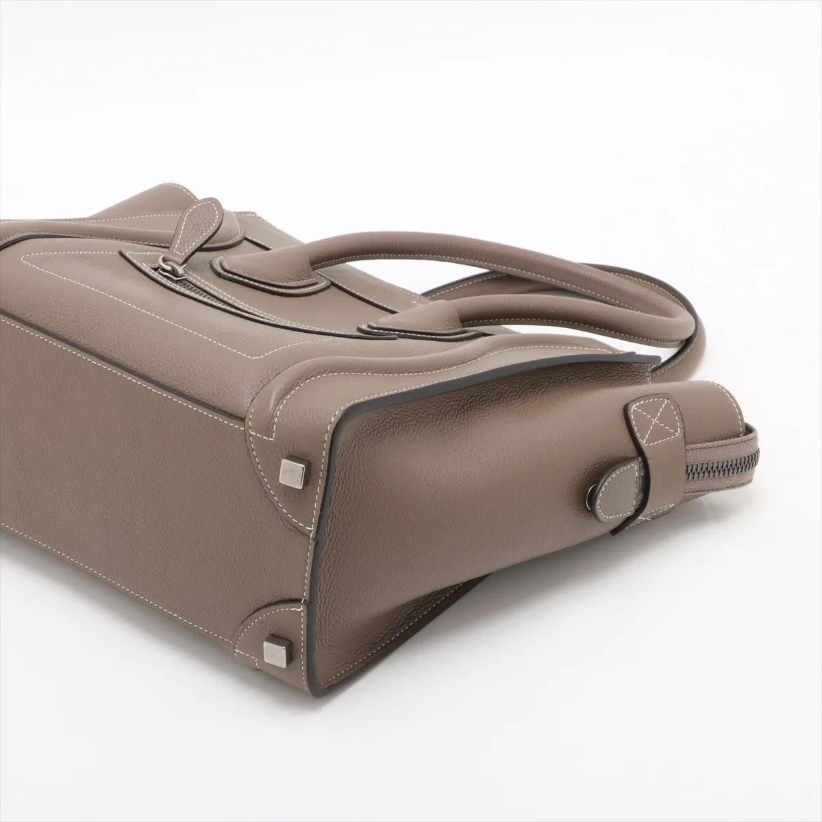 Luggage Micro Shopper Leather Handbag Greige — view 3