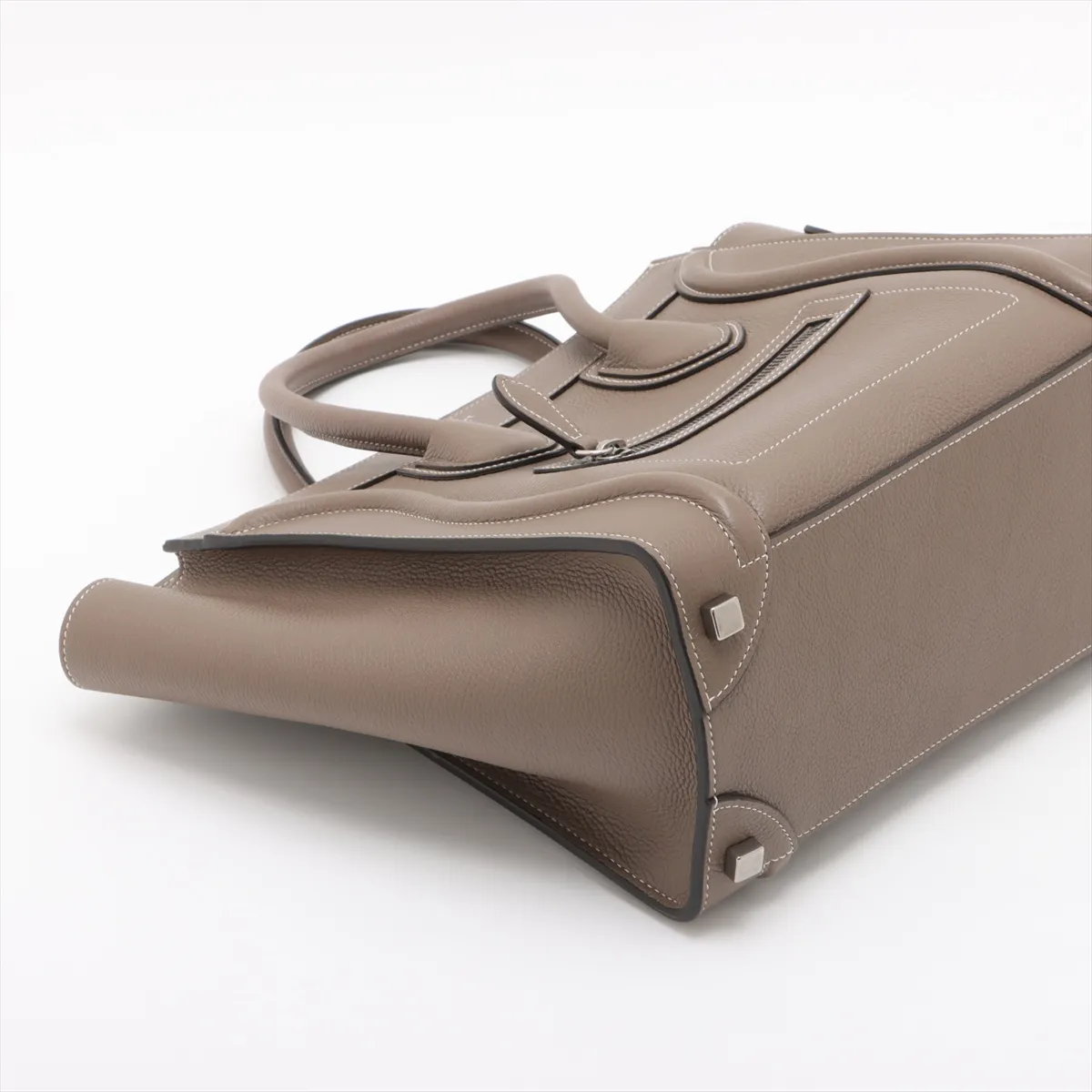 Luggage Micro Shopper Leather Handbag Greige — view 4