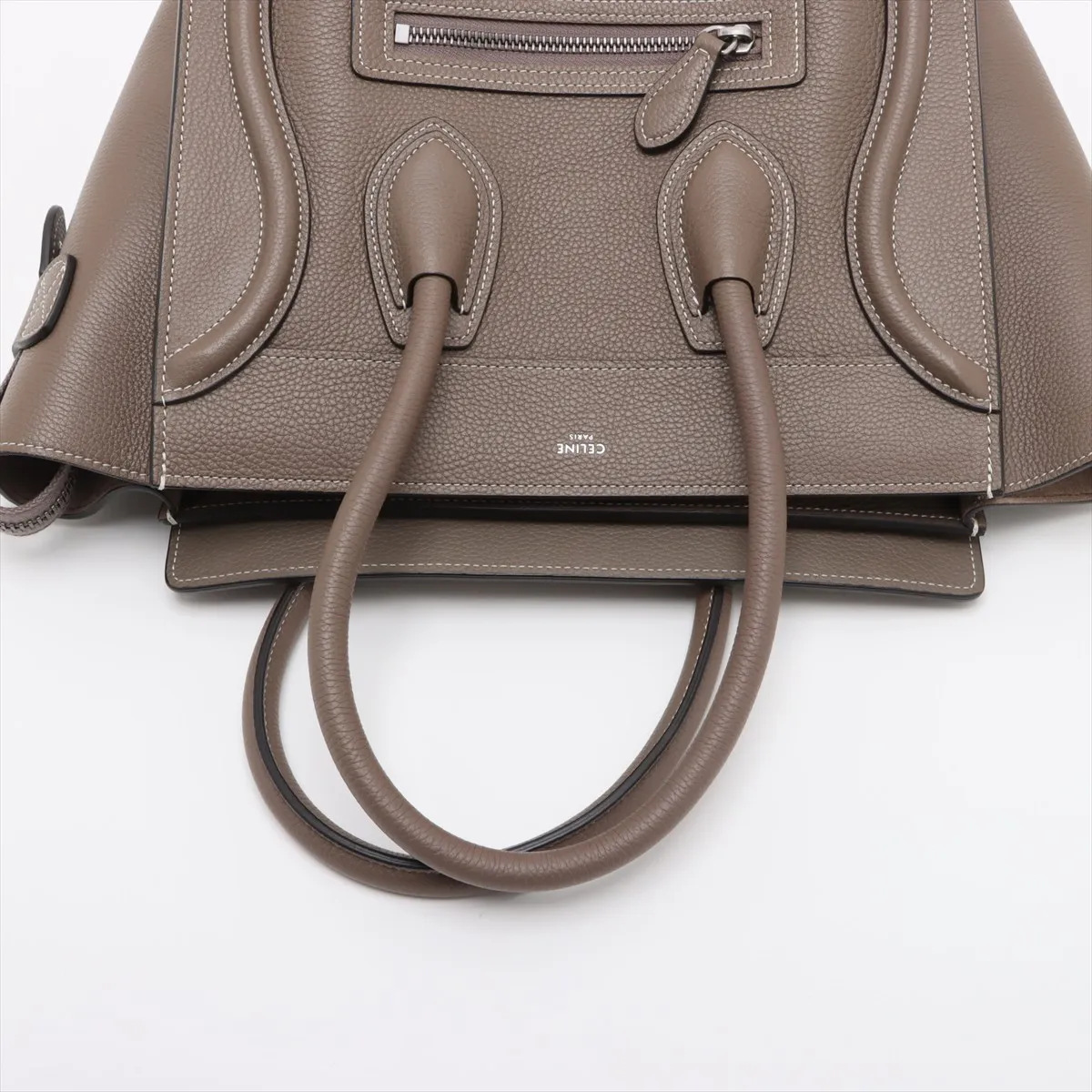 Luggage Micro Shopper Leather Handbag Greige — view 5