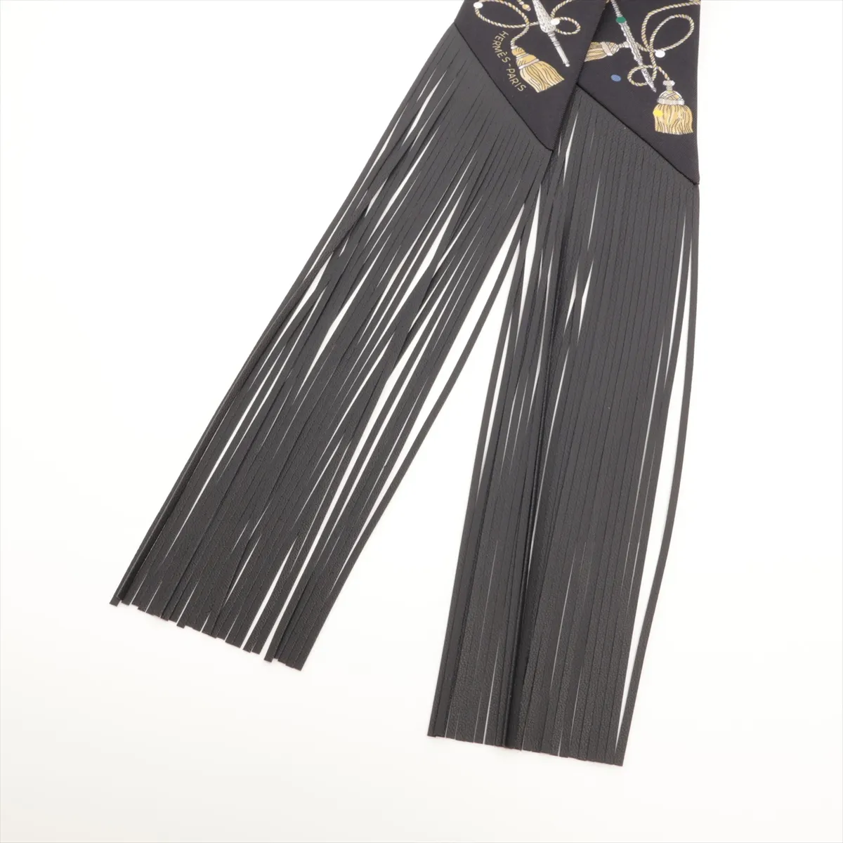 Twilly LES CLES Key Scarf Silk x Lambskin Black — view 2