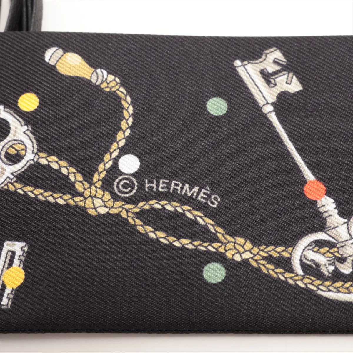Twilly LES CLES Key Scarf Silk x Lambskin Black — view 3