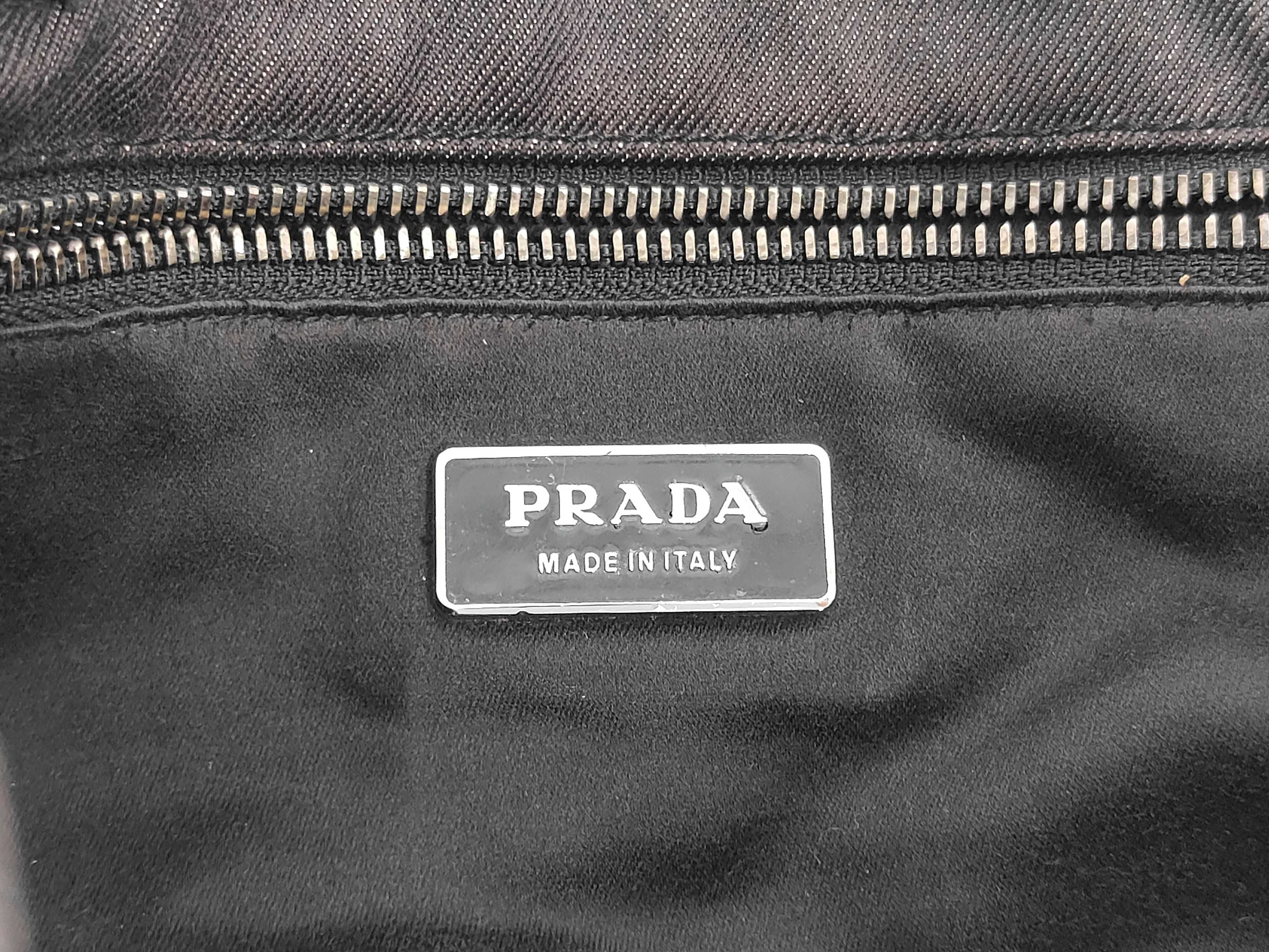 Triangle Plate Denim Leather Tote Bag, Made in Italy, Handbag — view 7