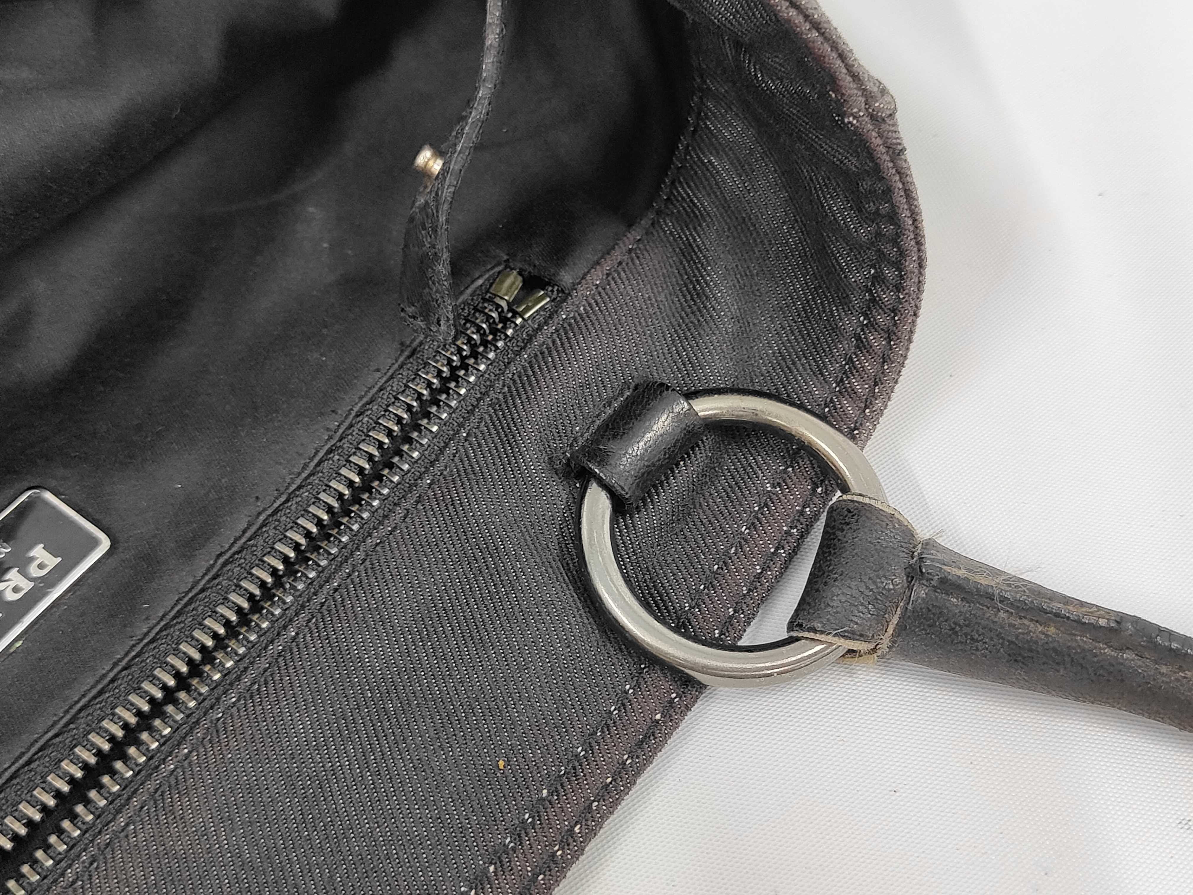 Triangle Plate Denim Leather Tote Bag, Made in Italy, Handbag — view 8