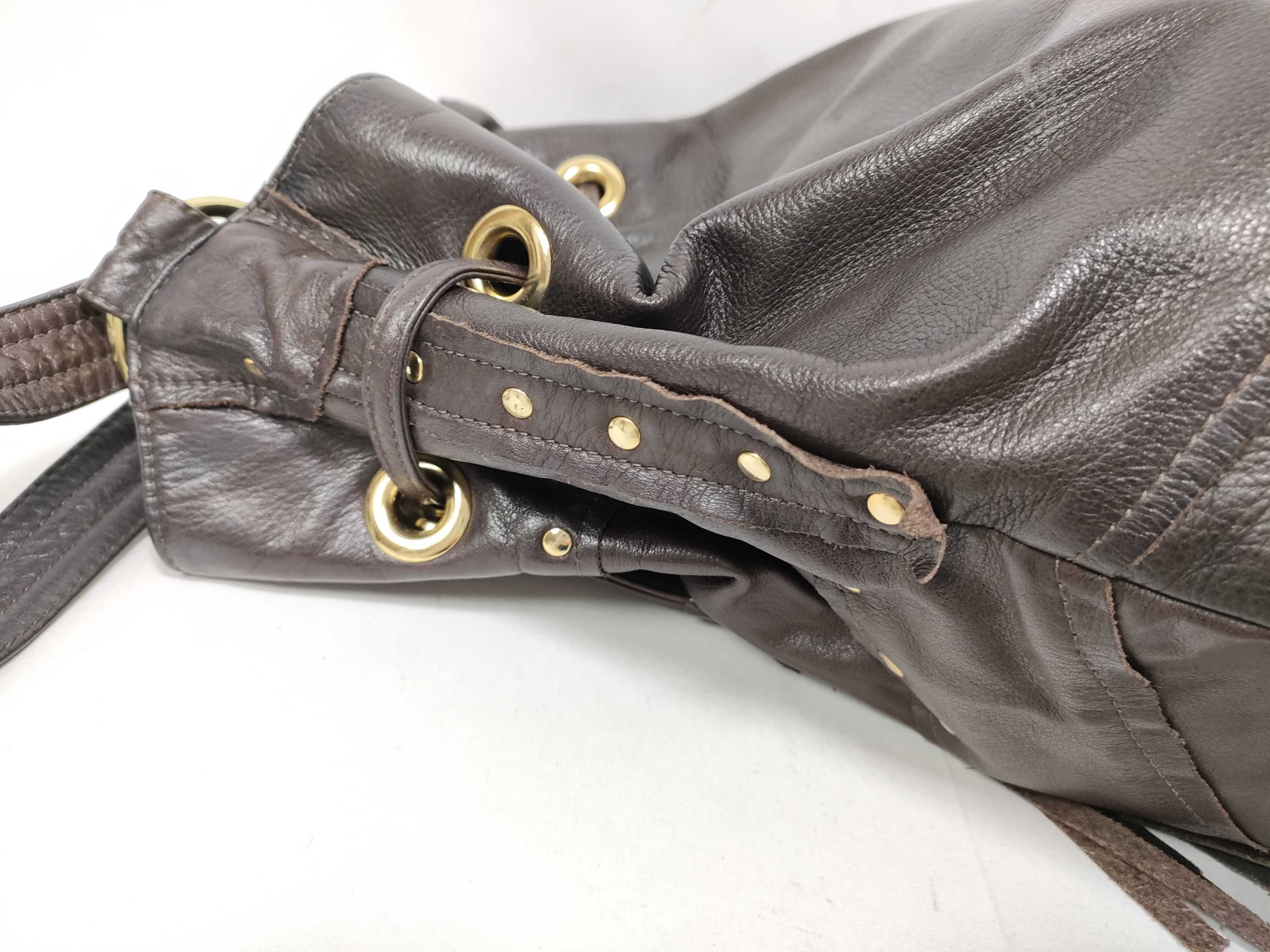 Leather Drawstring Shoulder Bag — view 6