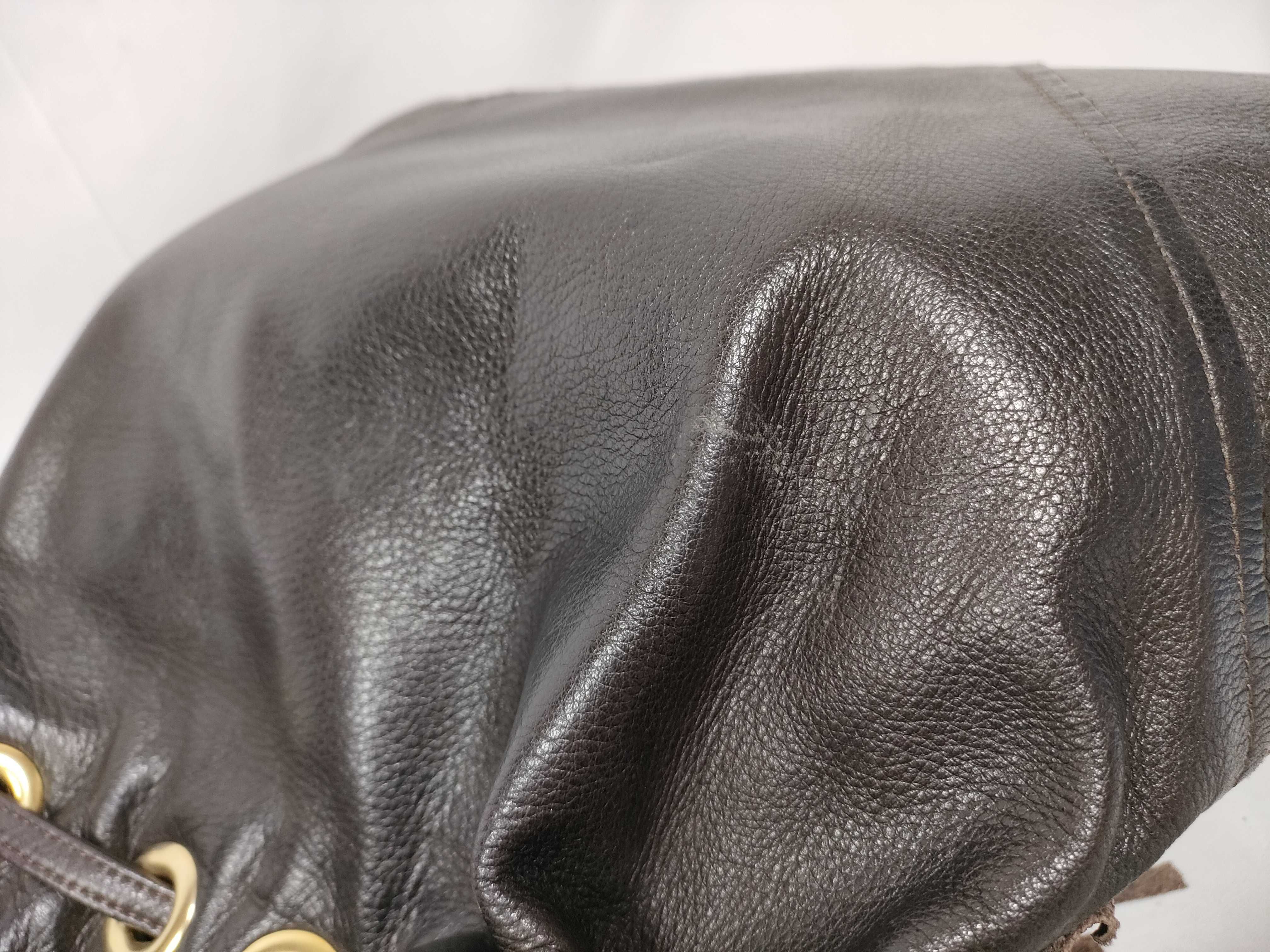 Leather Drawstring Shoulder Bag — view 7