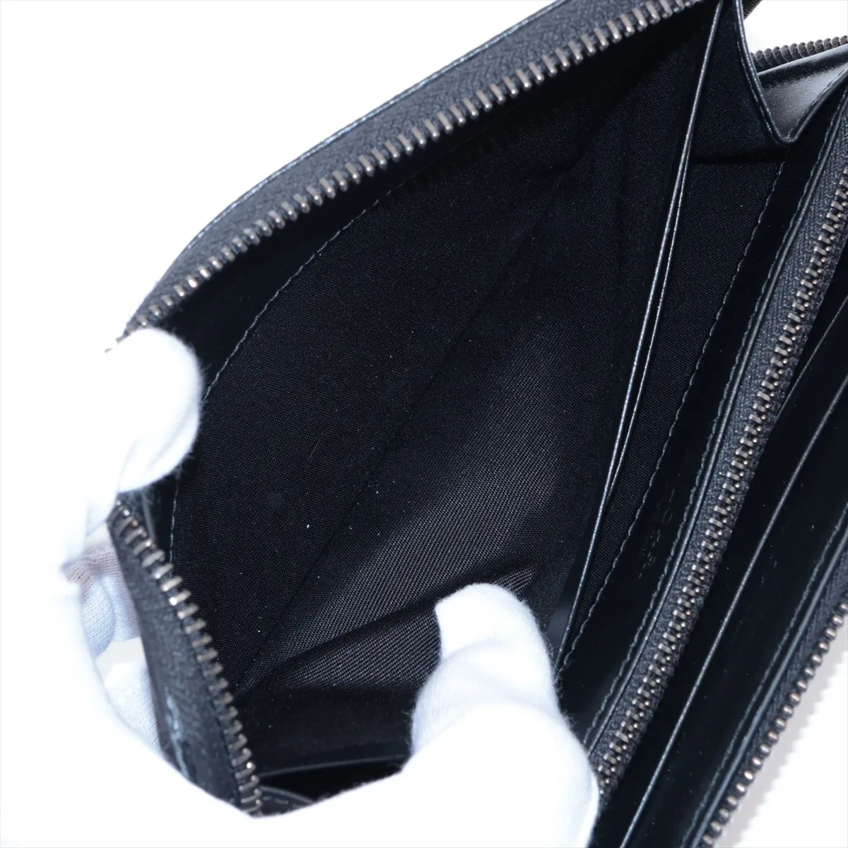 Serpenti Scaliermann Leather Round Zip Wallet Black — view 4