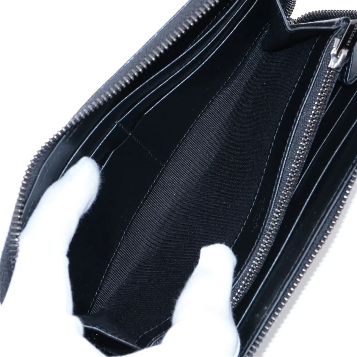 Serpenti Scaliermann Leather Round Zip Wallet Black — view 5