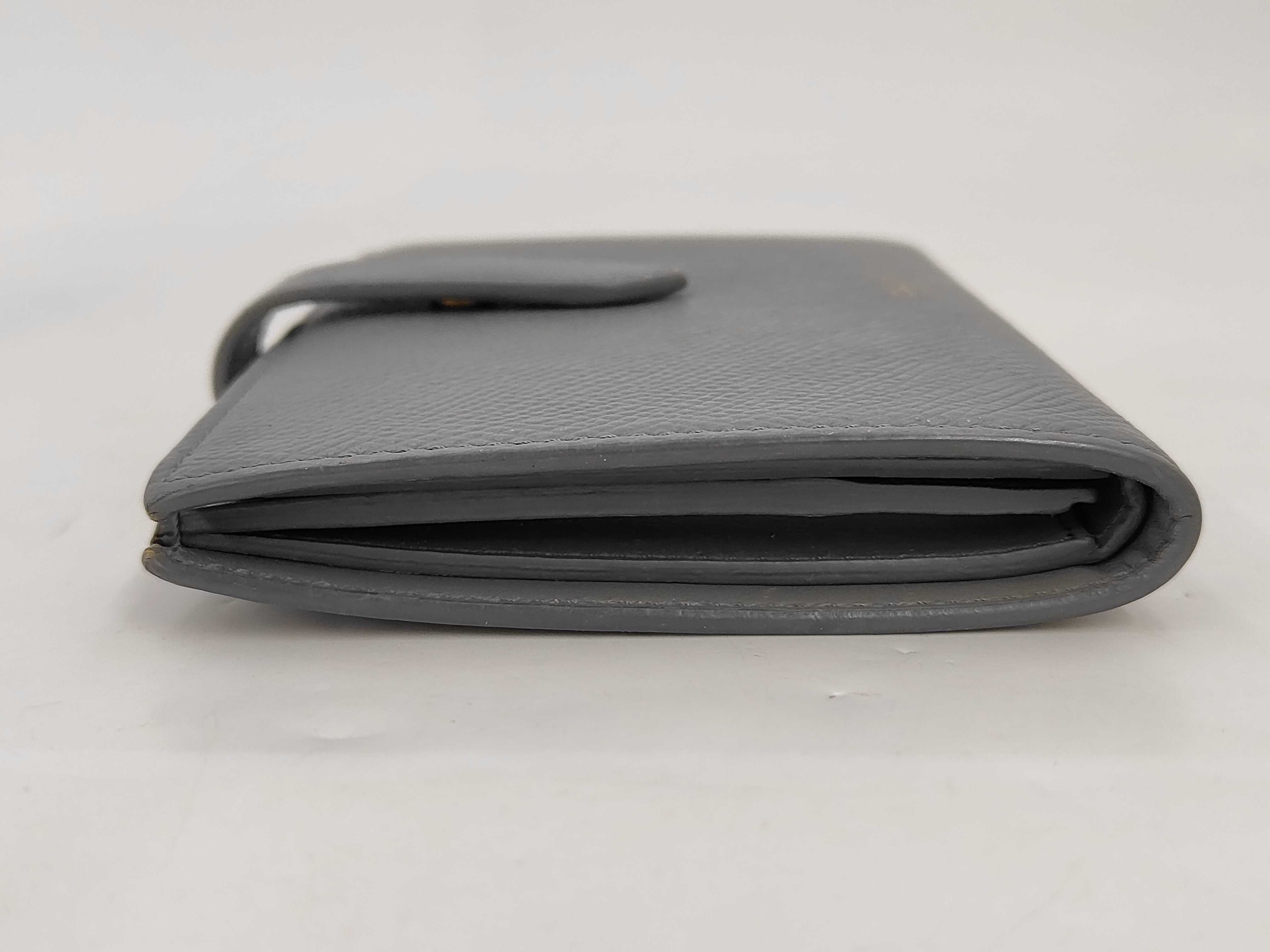 Leather Medium Strap Wallet, Gray — view 6