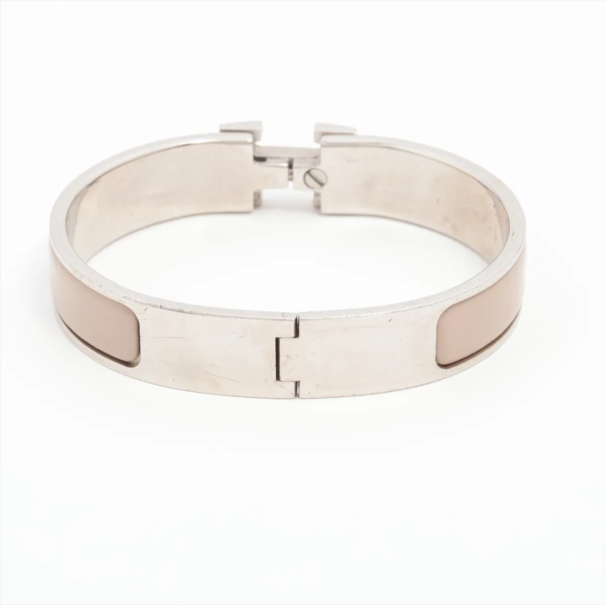 Click Crack H bangle bracelet enamel x metal greige x silver dents scratches dullness dirt discoloration peeling — view 2