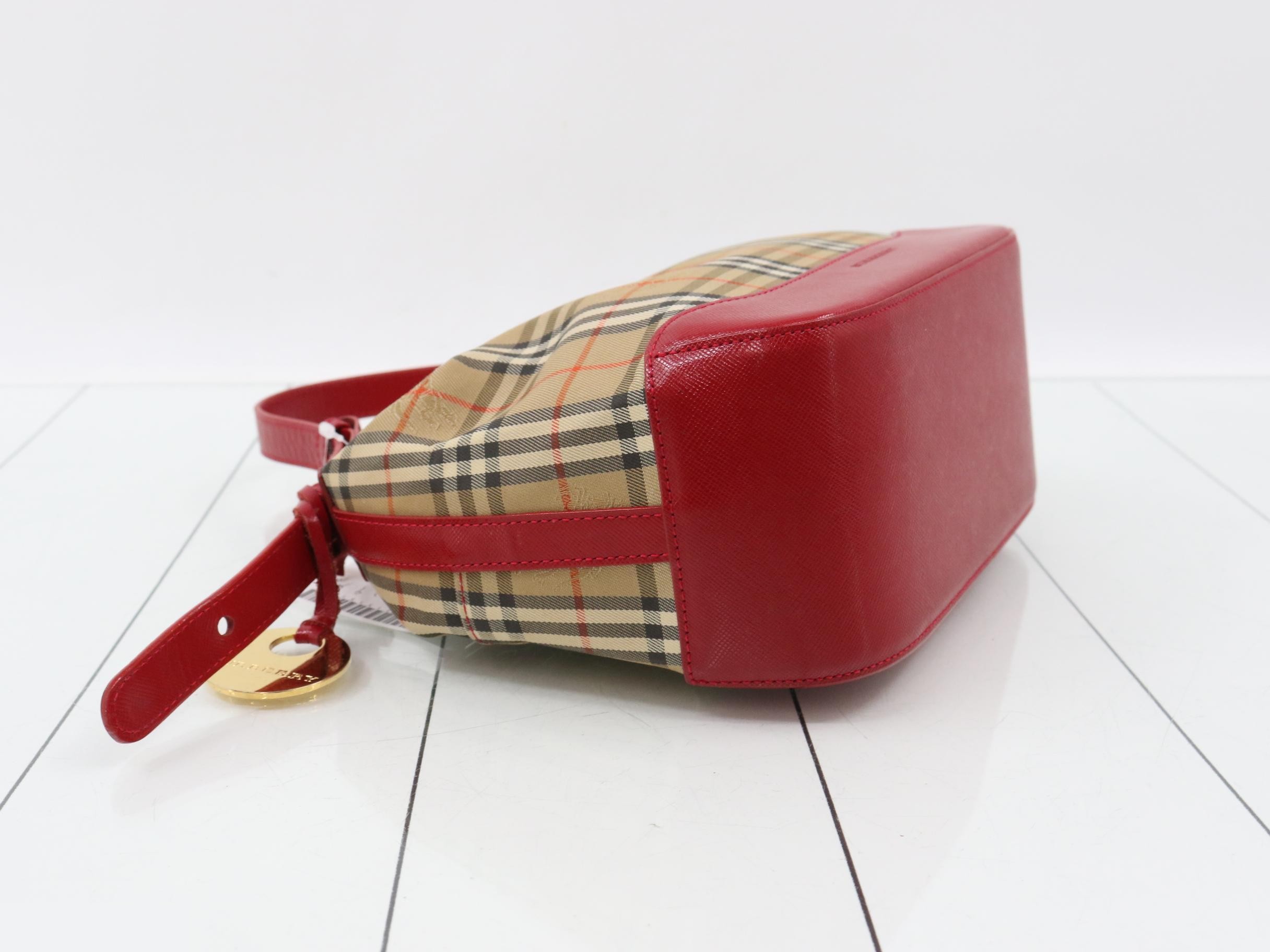 Nova Check Handbag Accessory Pouch Horse Logo Brown x Red — view 5