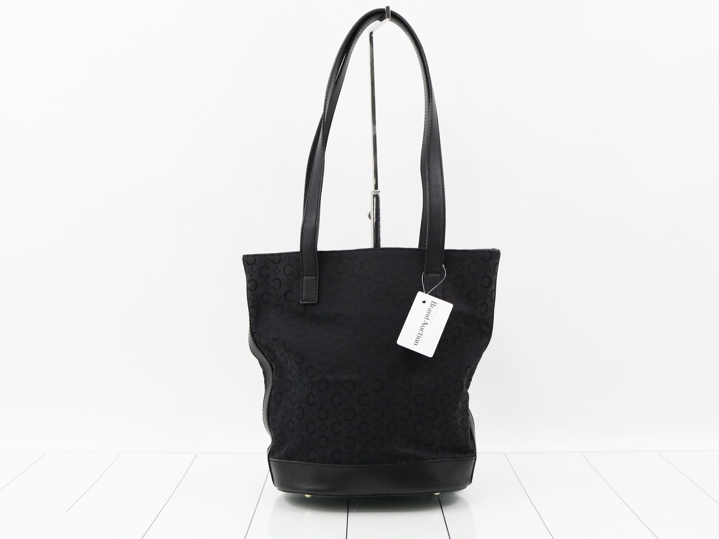 C Macadam Canvas/Leather Tote Bag, Black — view 2