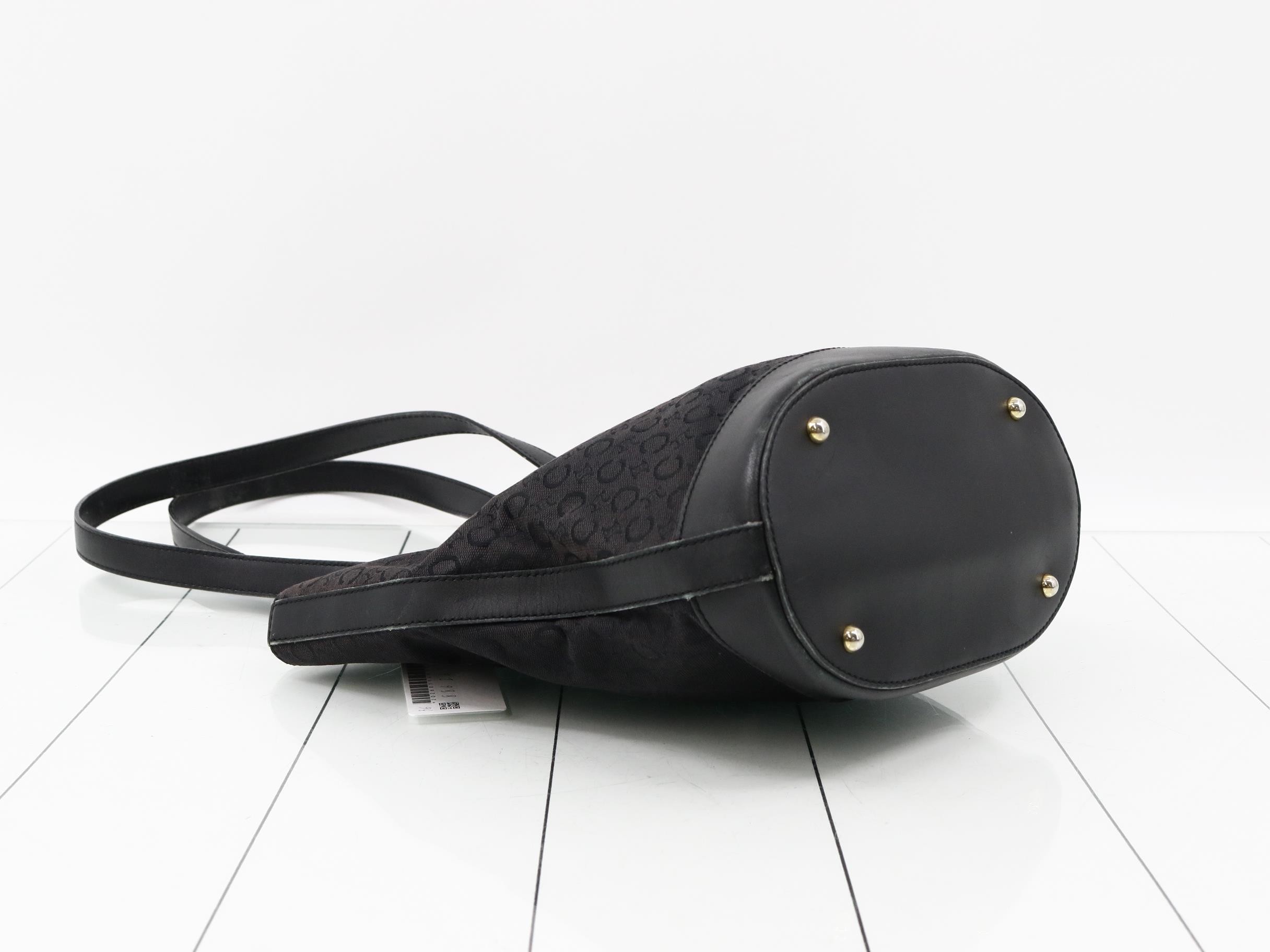 C Macadam Canvas/Leather Tote Bag, Black — view 5