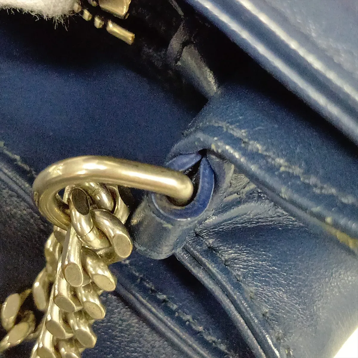Loulou Leather Chain Shoulder Bag, Blue, 494699 — view 14