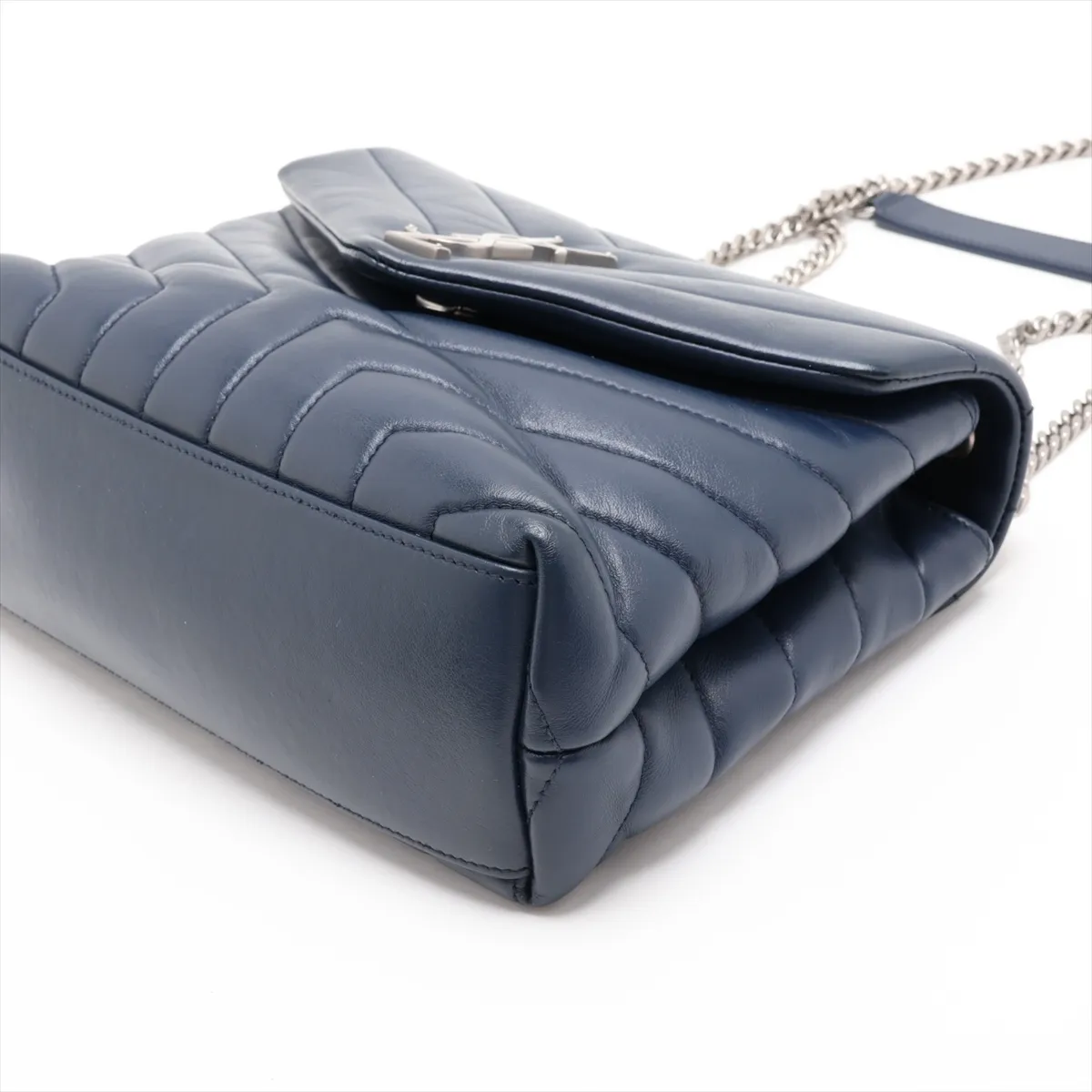 Loulou Leather Chain Shoulder Bag, Blue, 494699 — view 3