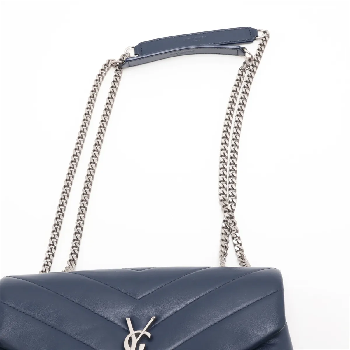 Loulou Leather Chain Shoulder Bag, Blue, 494699 — view 6