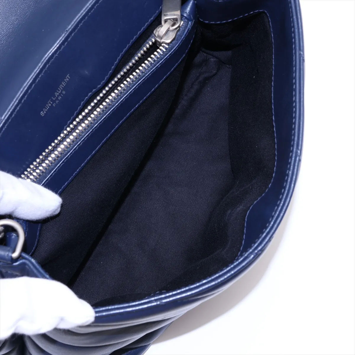 Loulou Leather Chain Shoulder Bag, Blue, 494699 — view 7