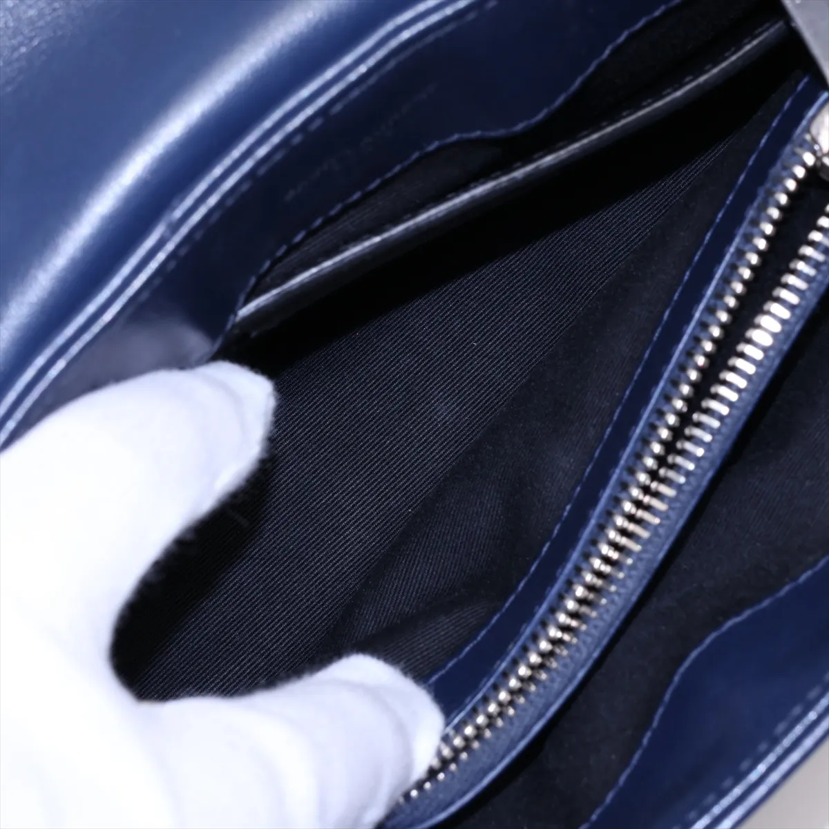Loulou Leather Chain Shoulder Bag, Blue, 494699 — view 9