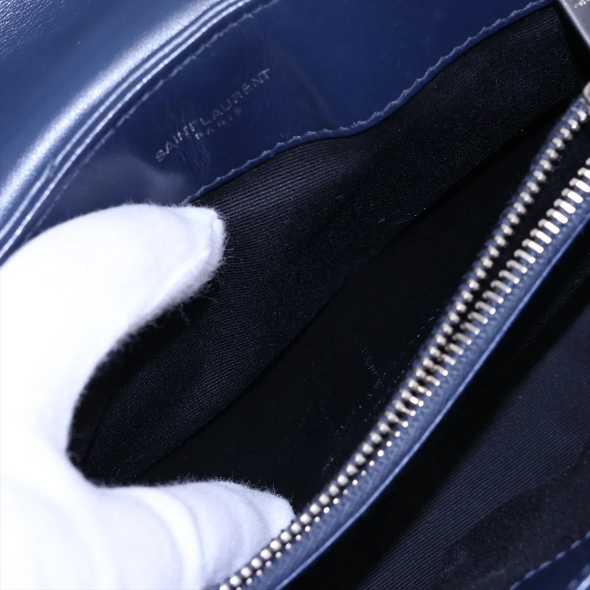 Loulou Leather Chain Shoulder Bag, Blue, 494699 — view 10