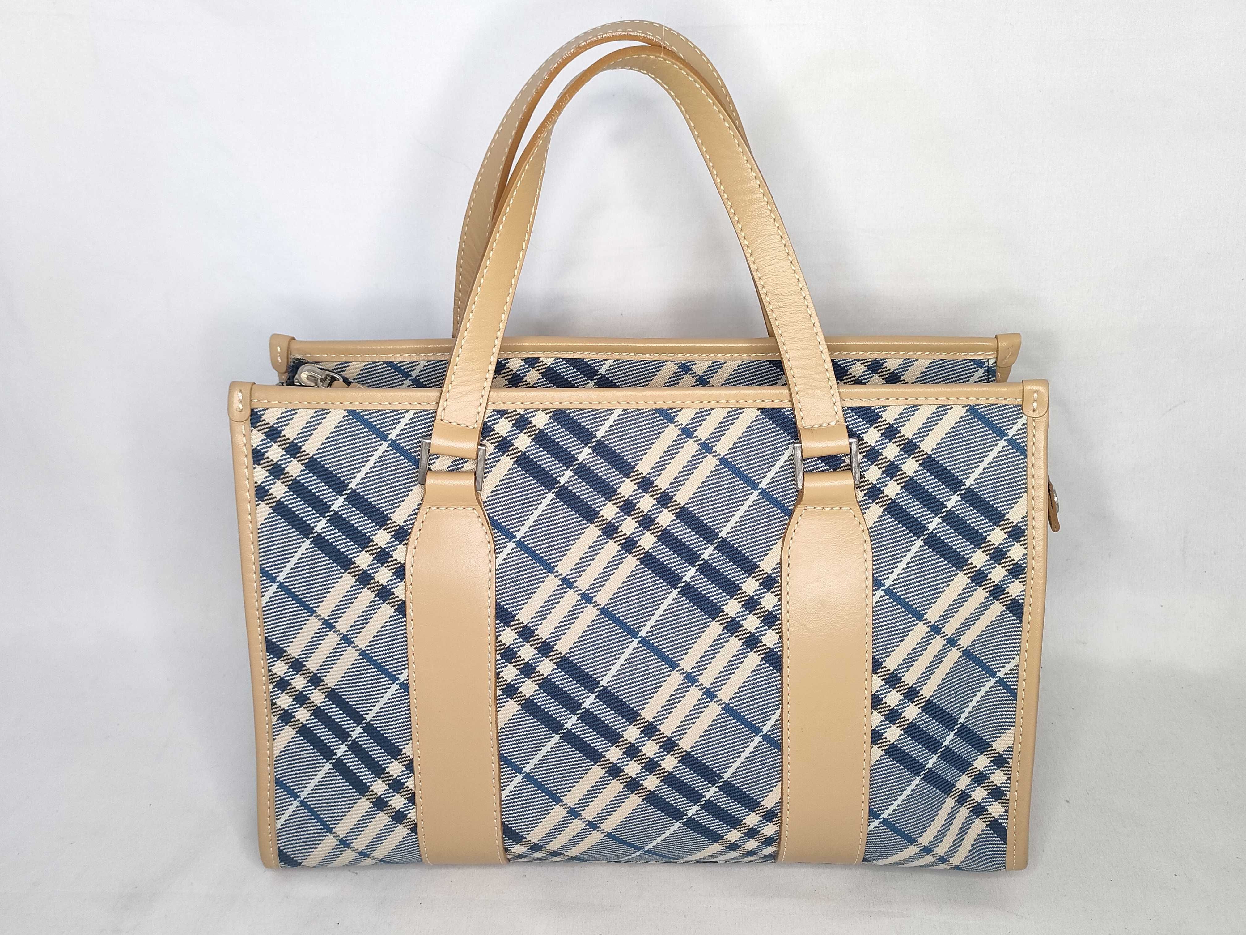 Blue Label Burberry Tote Bag Check Denim Tote Bag