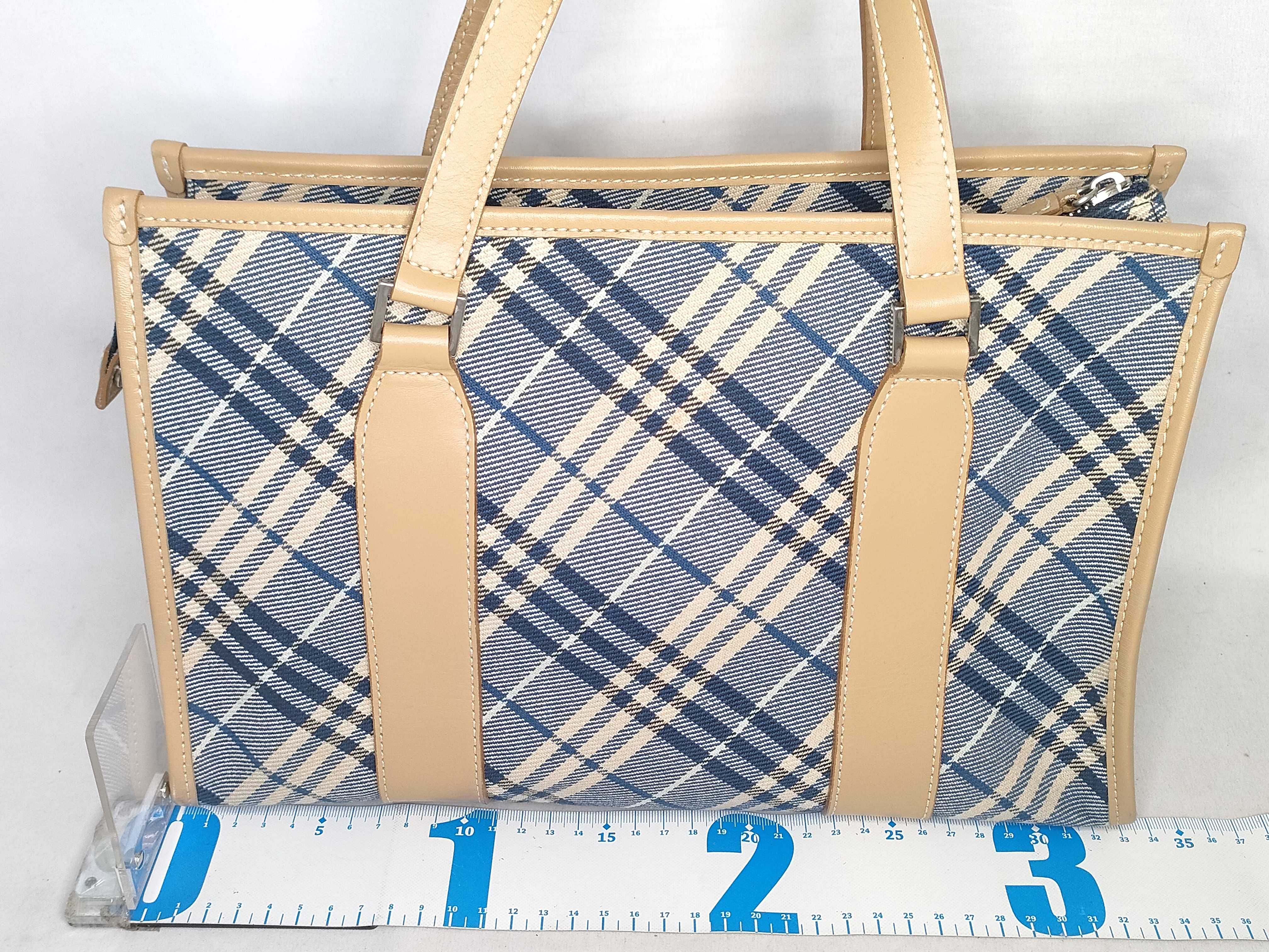 Blue Label Burberry Tote Bag Check Denim Tote Bag — view 2