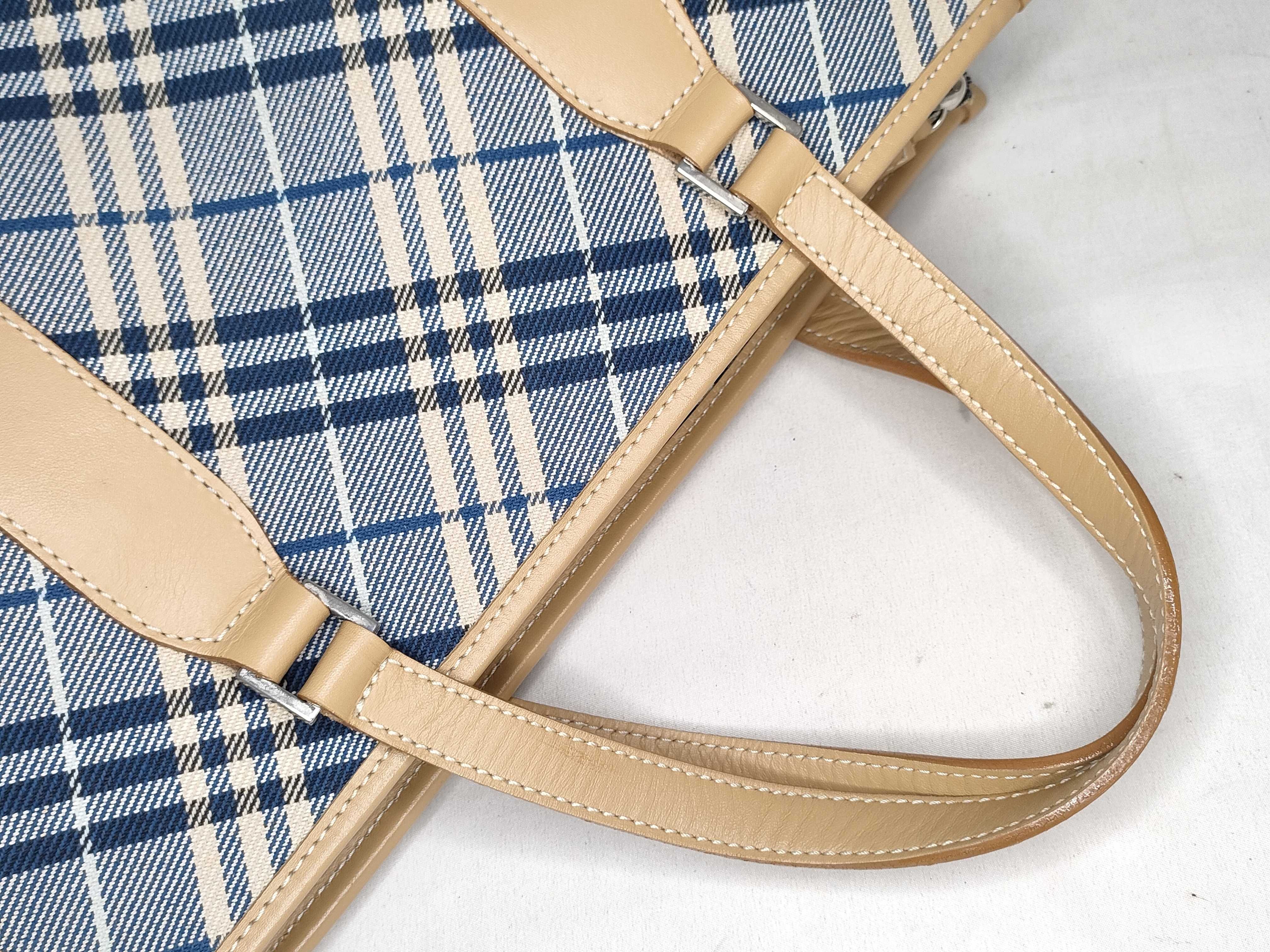 Blue Label Burberry Tote Bag Check Denim Tote Bag — view 3