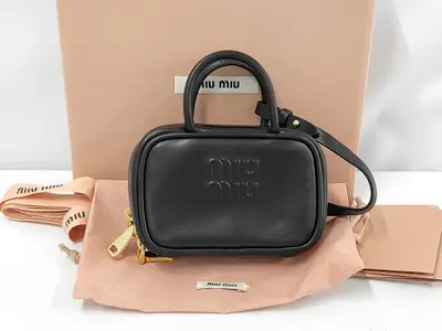 Unused Miu Beau Micro Leather Bag 2-way Black 5NR036 Pouch