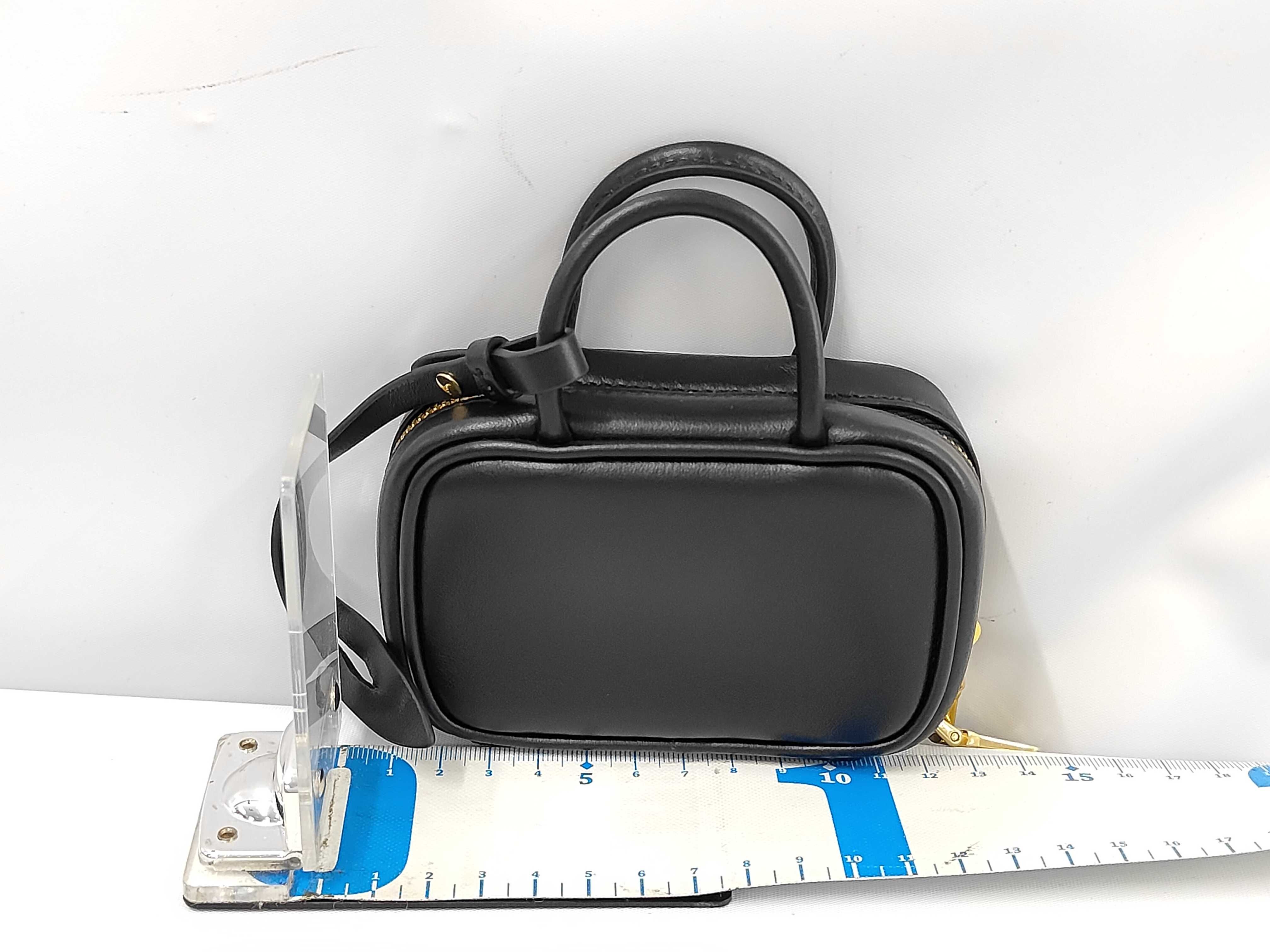 Unused Miu Beau Micro Leather Bag 2-way Black 5NR036 Pouch — view 2