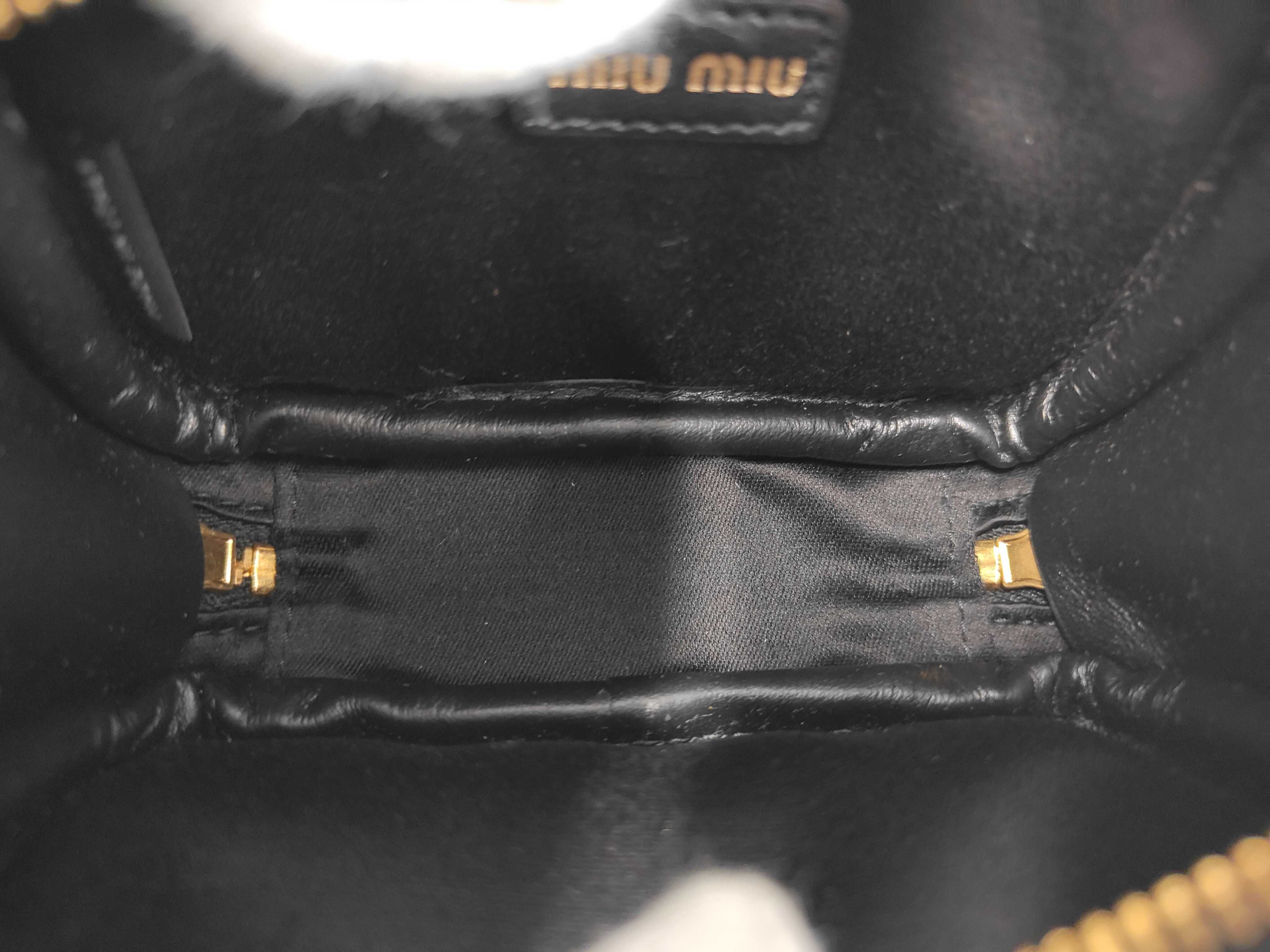 Unused Miu Beau Micro Leather Bag 2-way Black 5NR036 Pouch — view 7