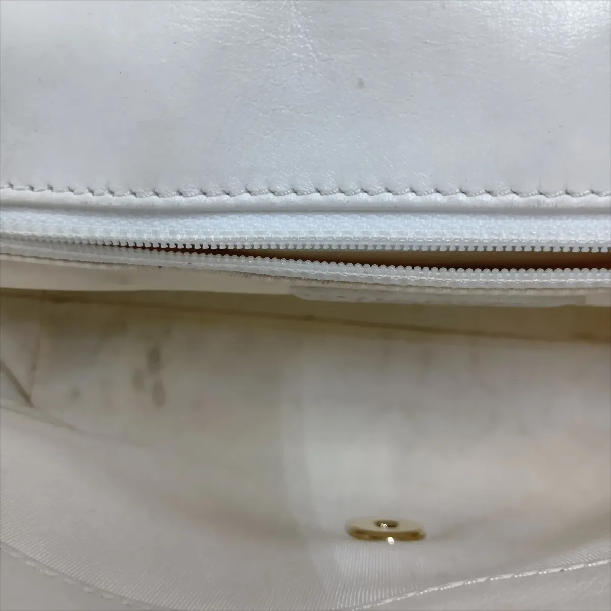 Matelassé Leather Single Flap Double Chain Bag, Beige, Gold Hardware — view 11