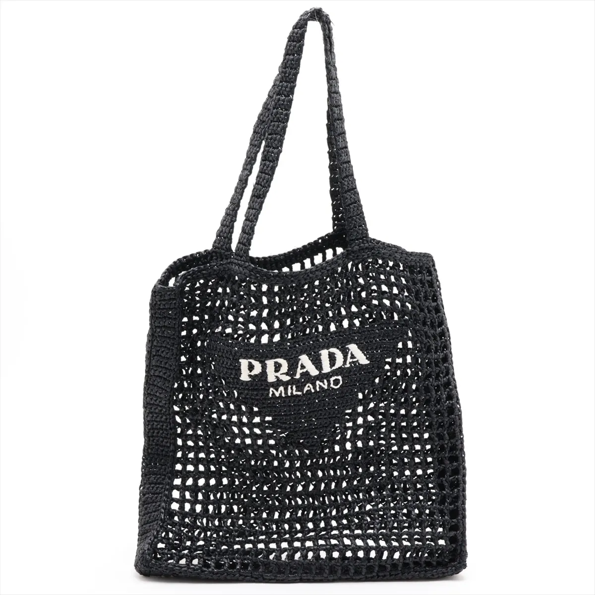 Raffia Tote Bag, Black