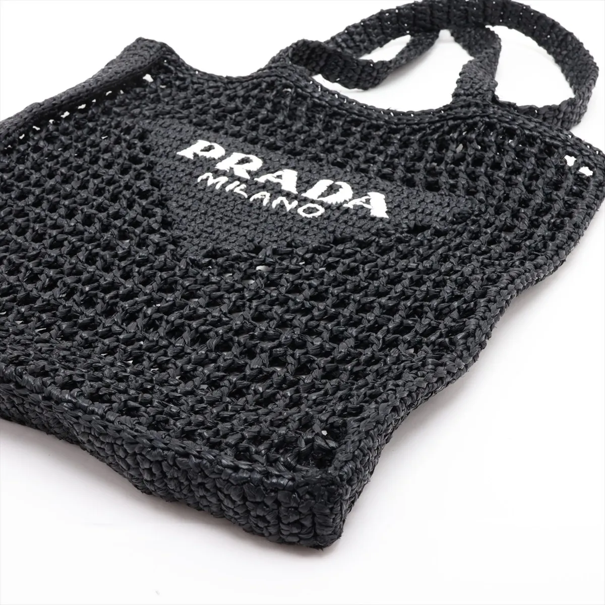 Raffia Tote Bag, Black — view 3