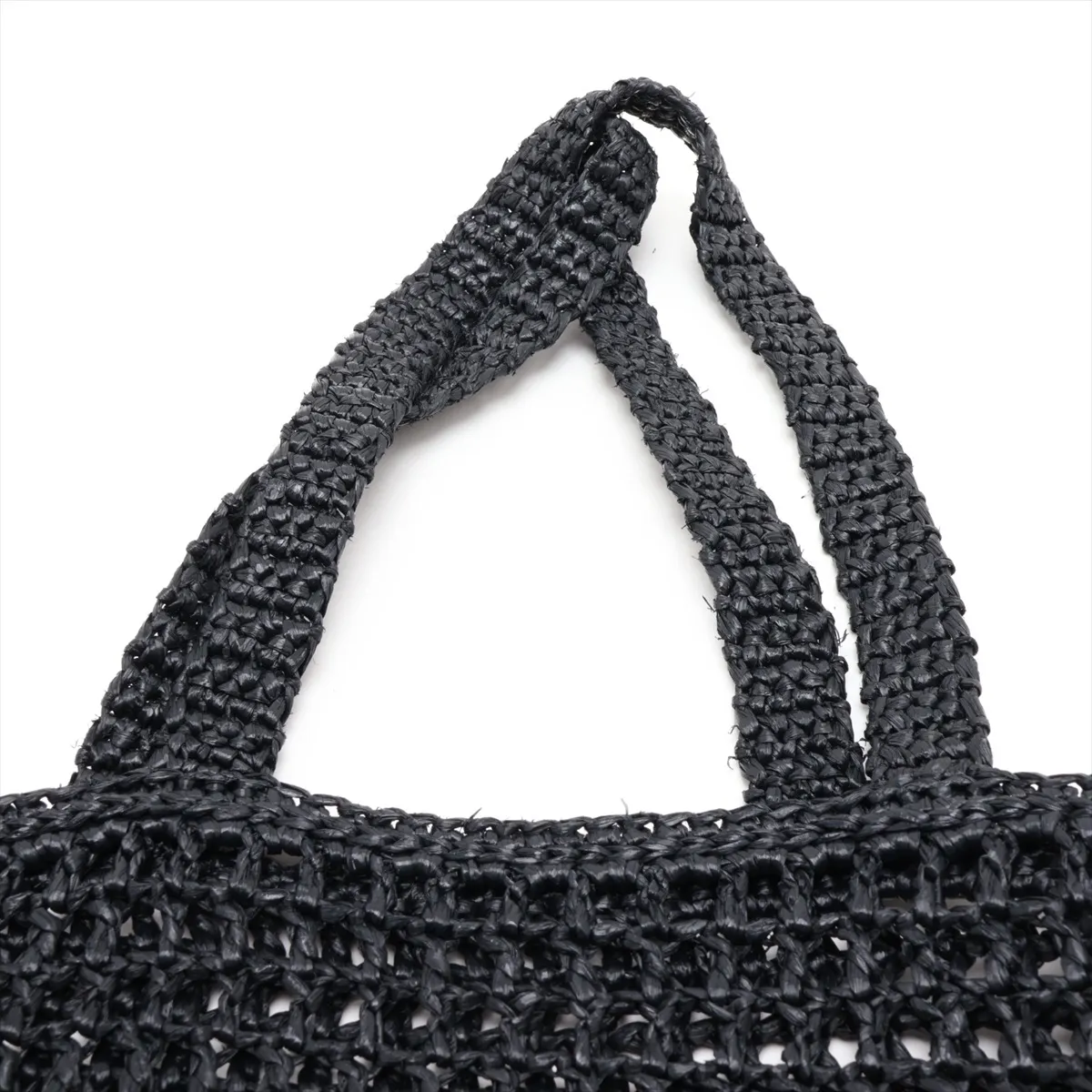 Raffia Tote Bag, Black — view 6