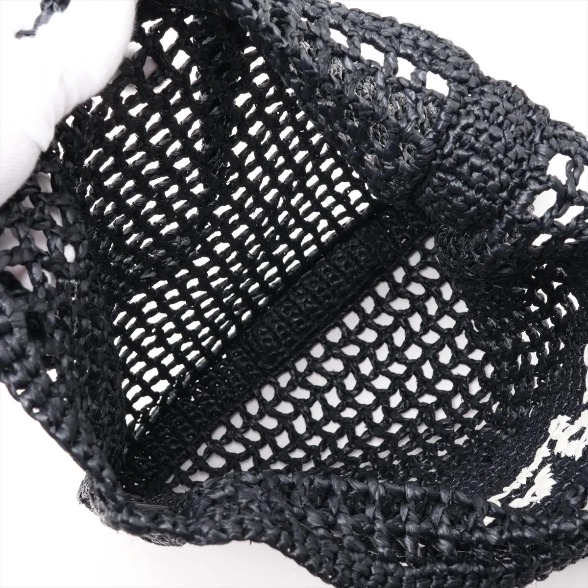Raffia Tote Bag, Black — view 7