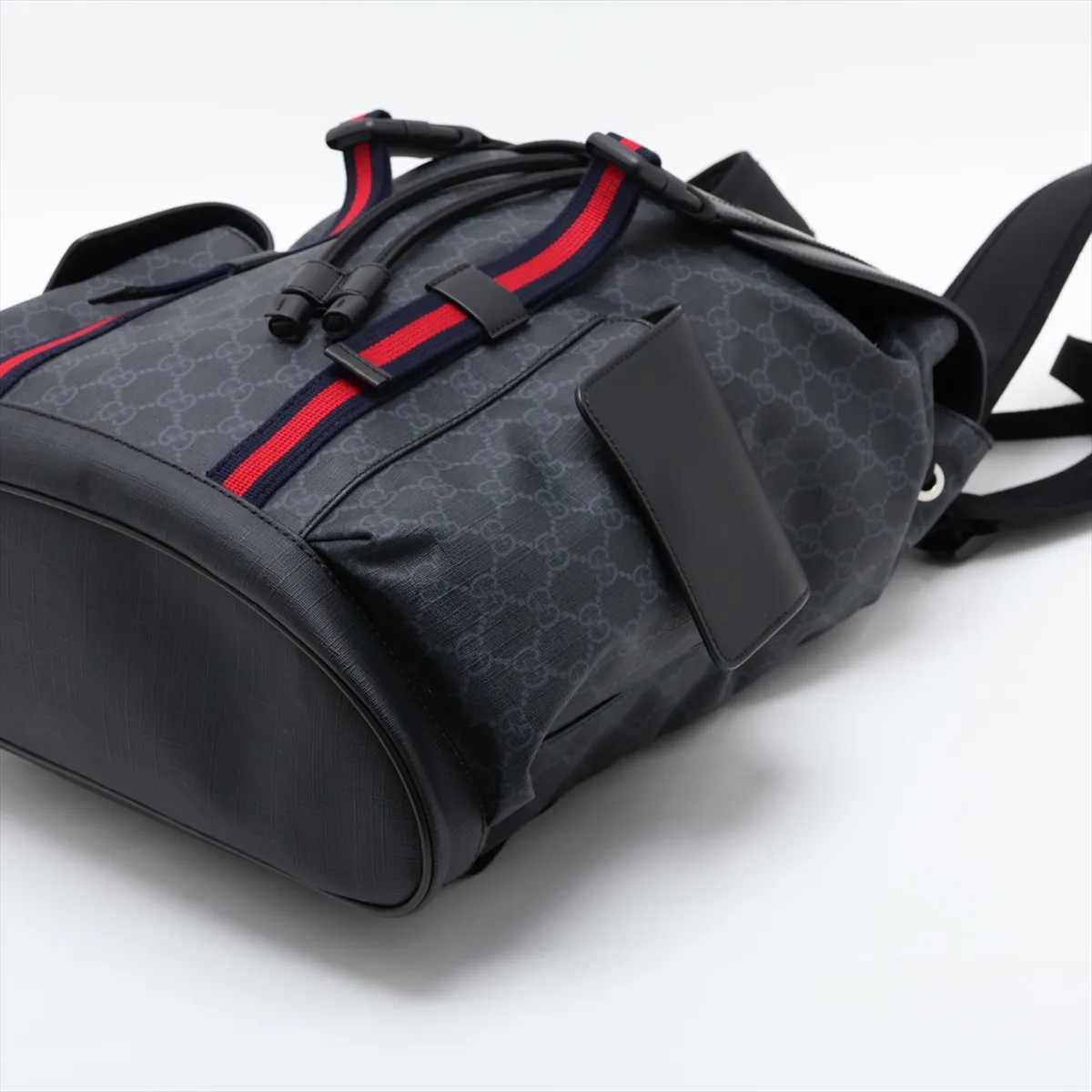 GG Supreme PVC x Leather Backpack/Rucksack, Black, 495563 — view 3