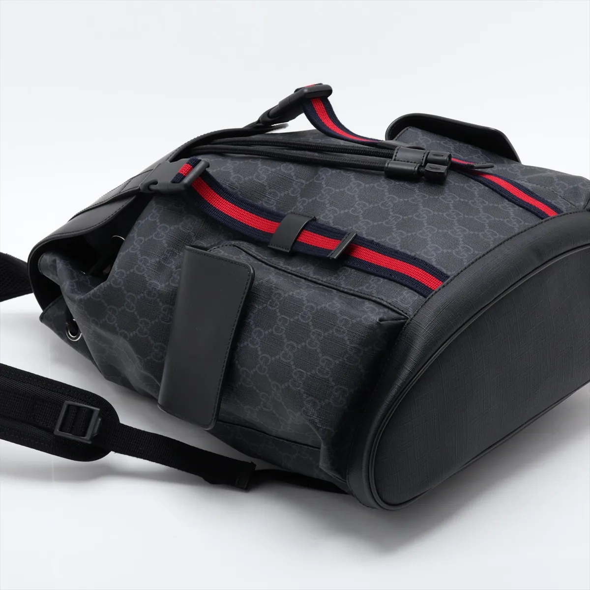 GG Supreme PVC x Leather Backpack/Rucksack, Black, 495563 — view 4