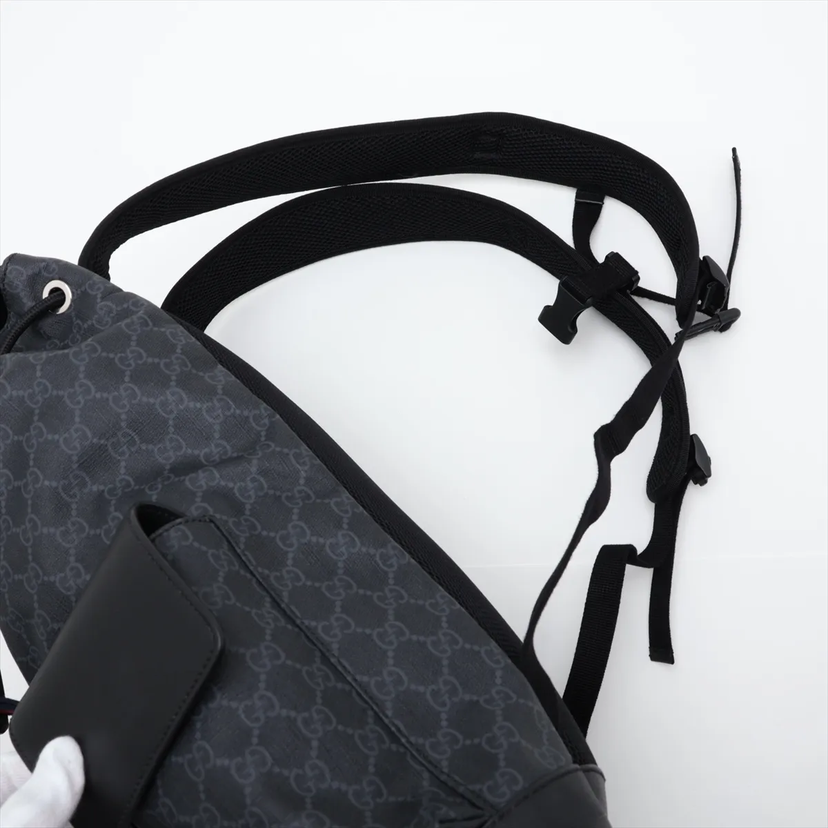 GG Supreme PVC x Leather Backpack/Rucksack, Black, 495563 — view 6