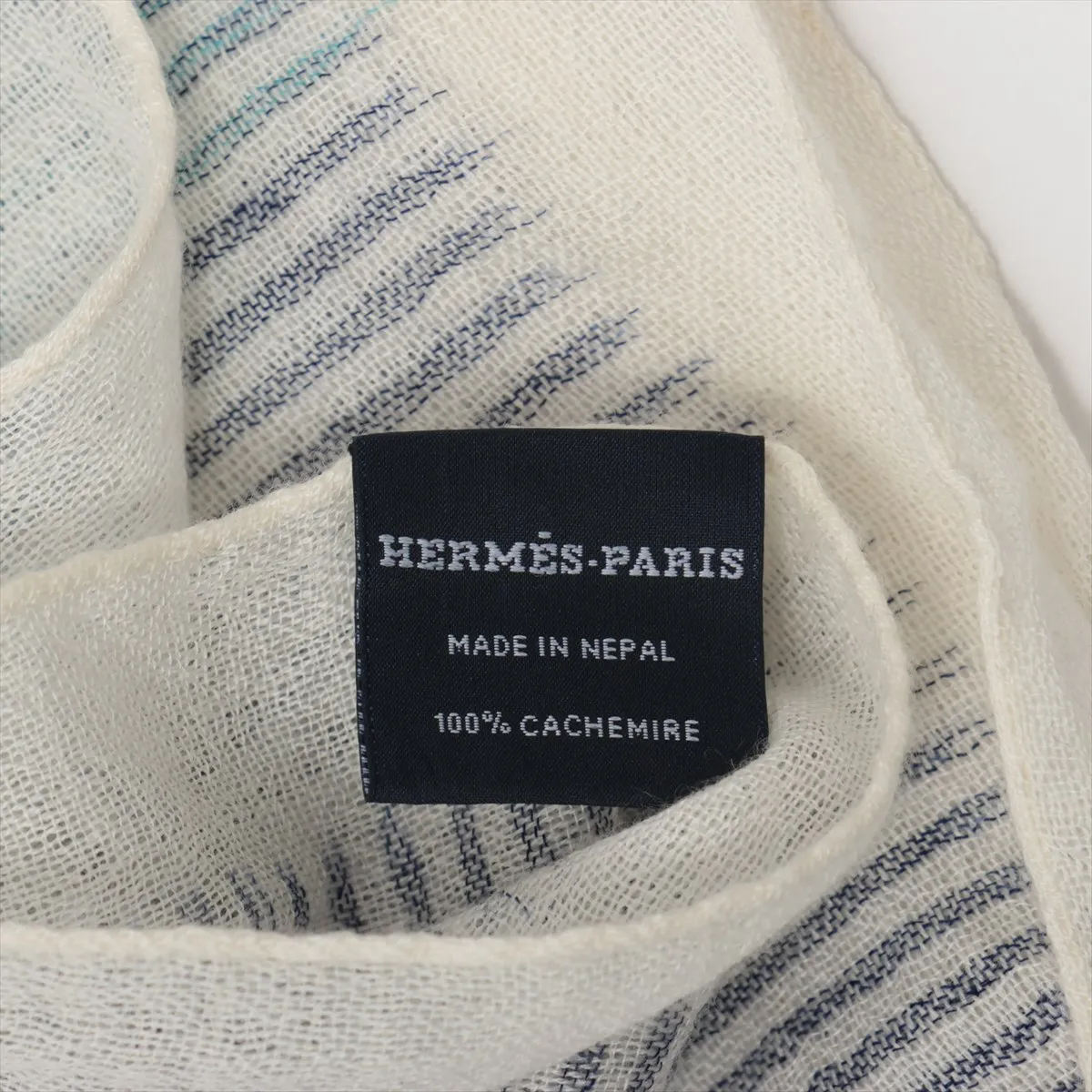 logo stole cashmere blue x green — view 3