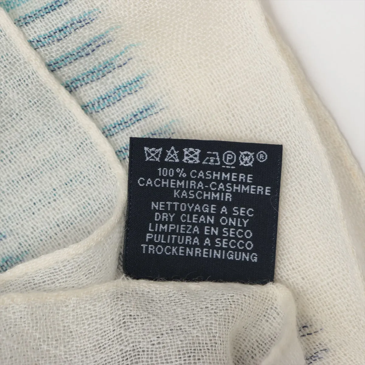 logo stole cashmere blue x green — view 4
