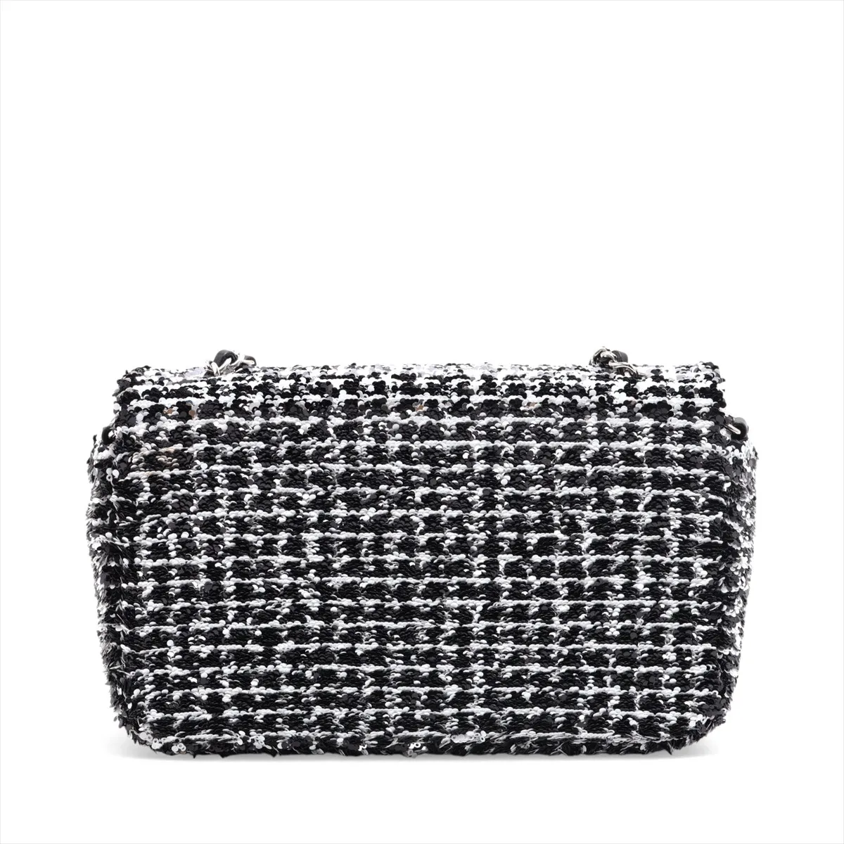[Individually packaged] Chanel Coco Mark Sequin x Leather Single Flap Single Chain Bag Black x White Silver Hardware H98779EL Random Plate — view 2