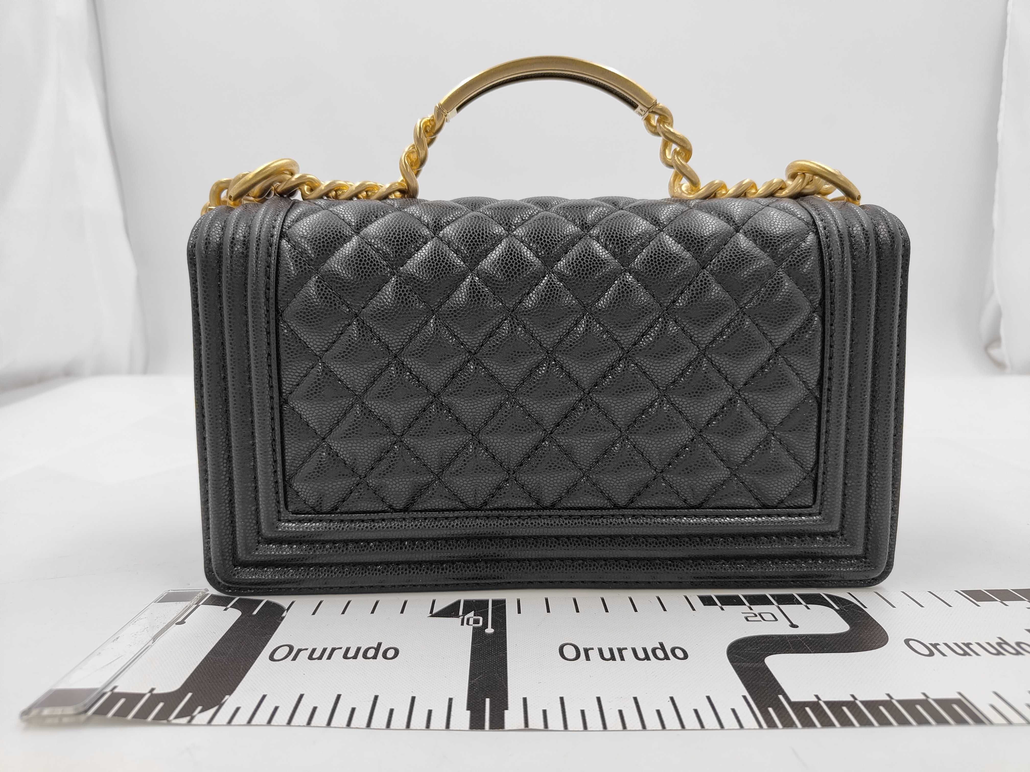 Caviar Skin Boy Chanel Chain Shoulder Bag with Serial Number Plate — view 2